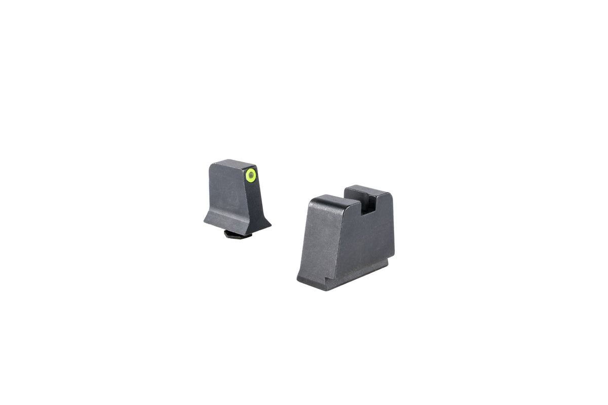 Trijicon upphöjda järnsikten för Glock Slim Frame med gul kontur och grönt tritium – bild 3