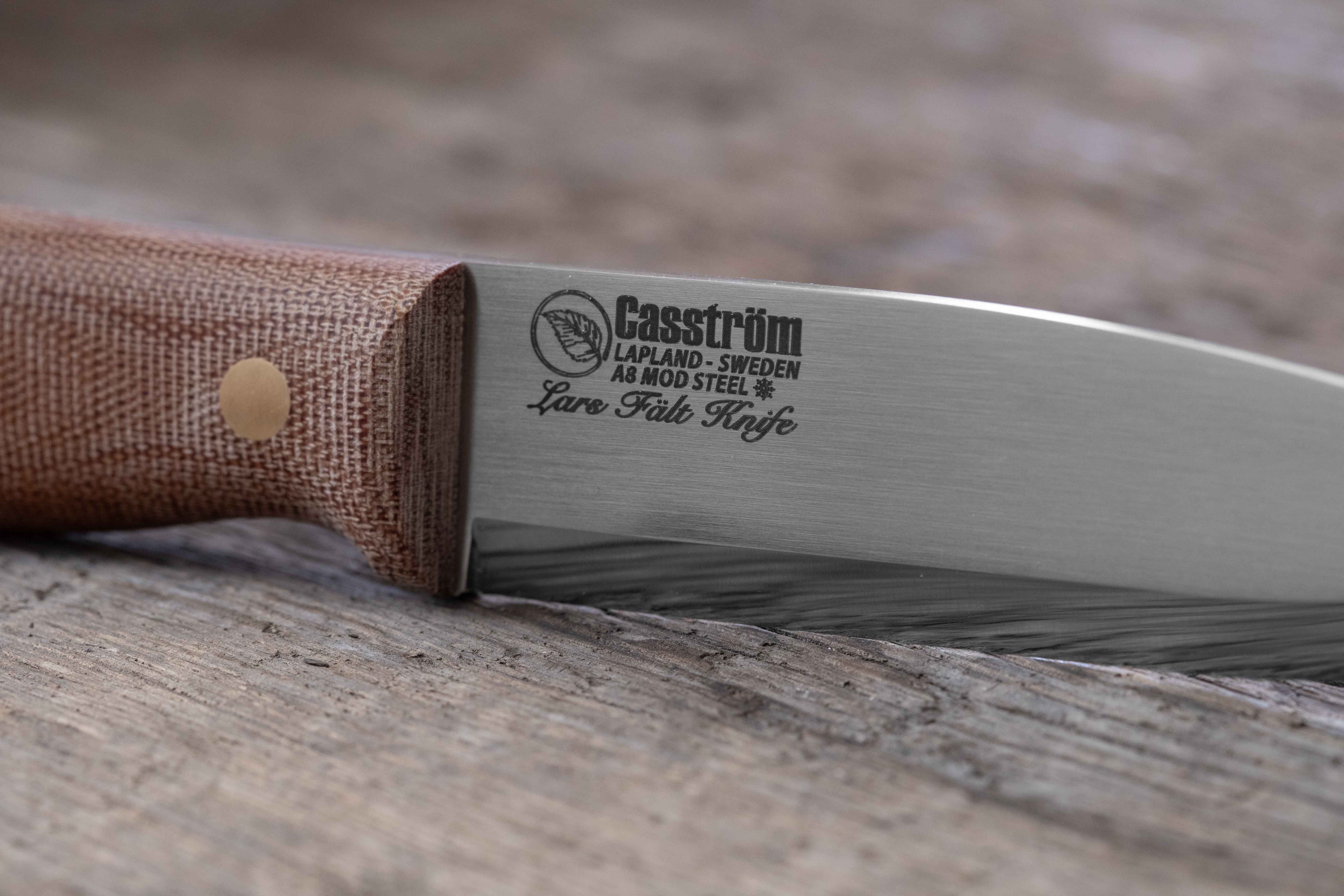 Casström Lars Fält kniv Canvas Micarta & A8 Mod, slida i Kydex – bild 5