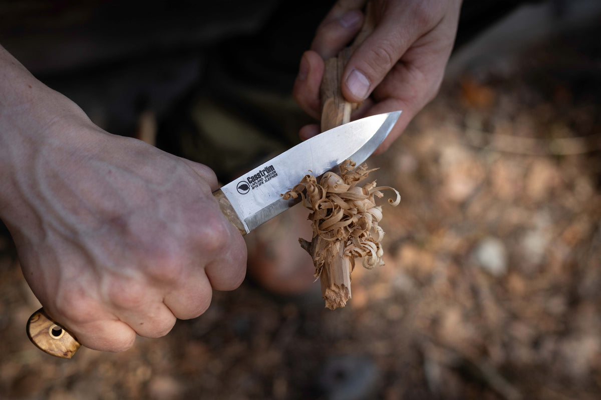 Casström No.10 SFK kniv Masurbjörk & verktygsstål, slida i läder – bild 5