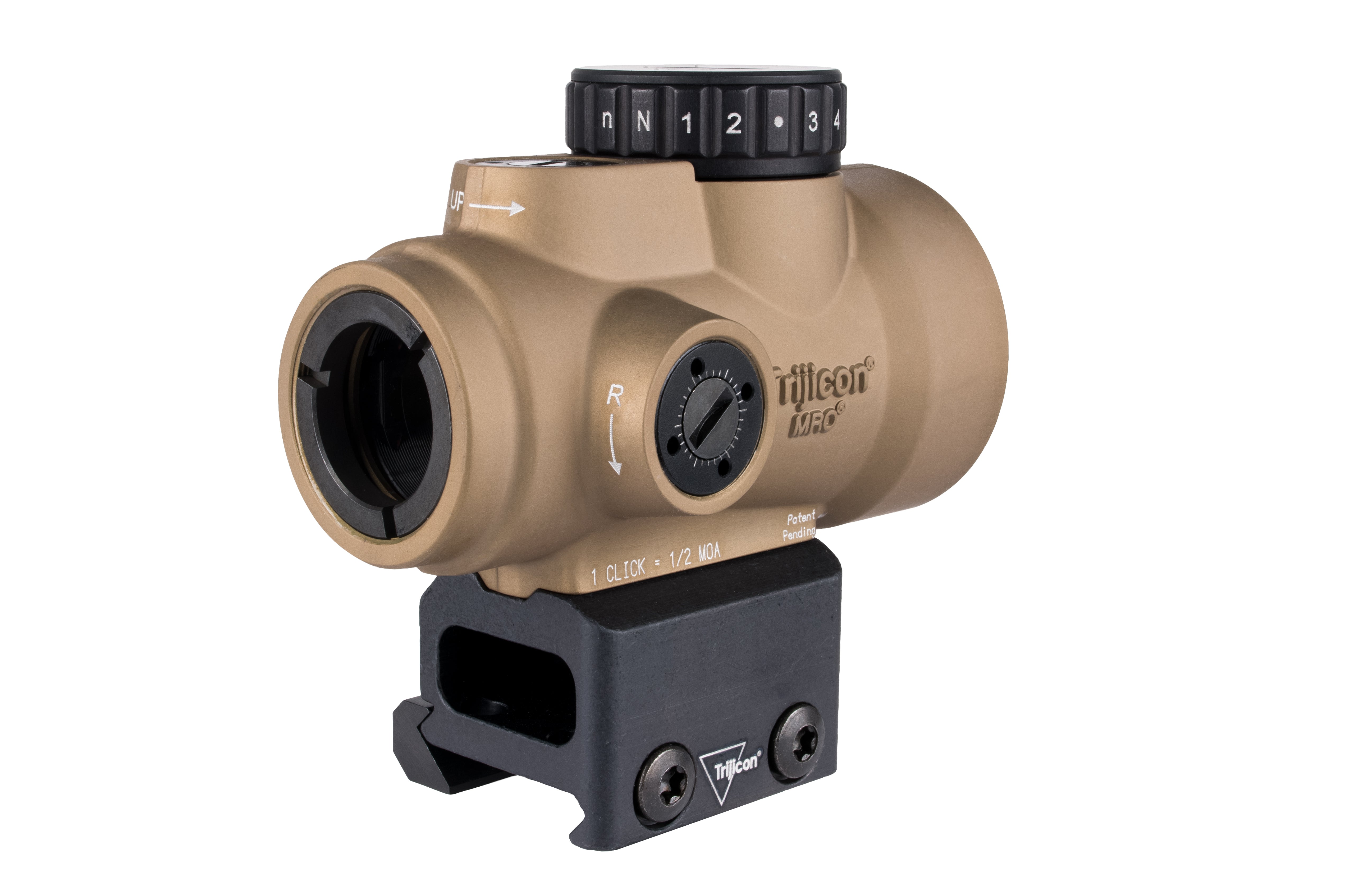 Trijicon MRO SD 1x25 rödpunktsikte med 2,0 MOA röd punkt, Coyote Brown-finish och full co-witness-fäste – bild 4