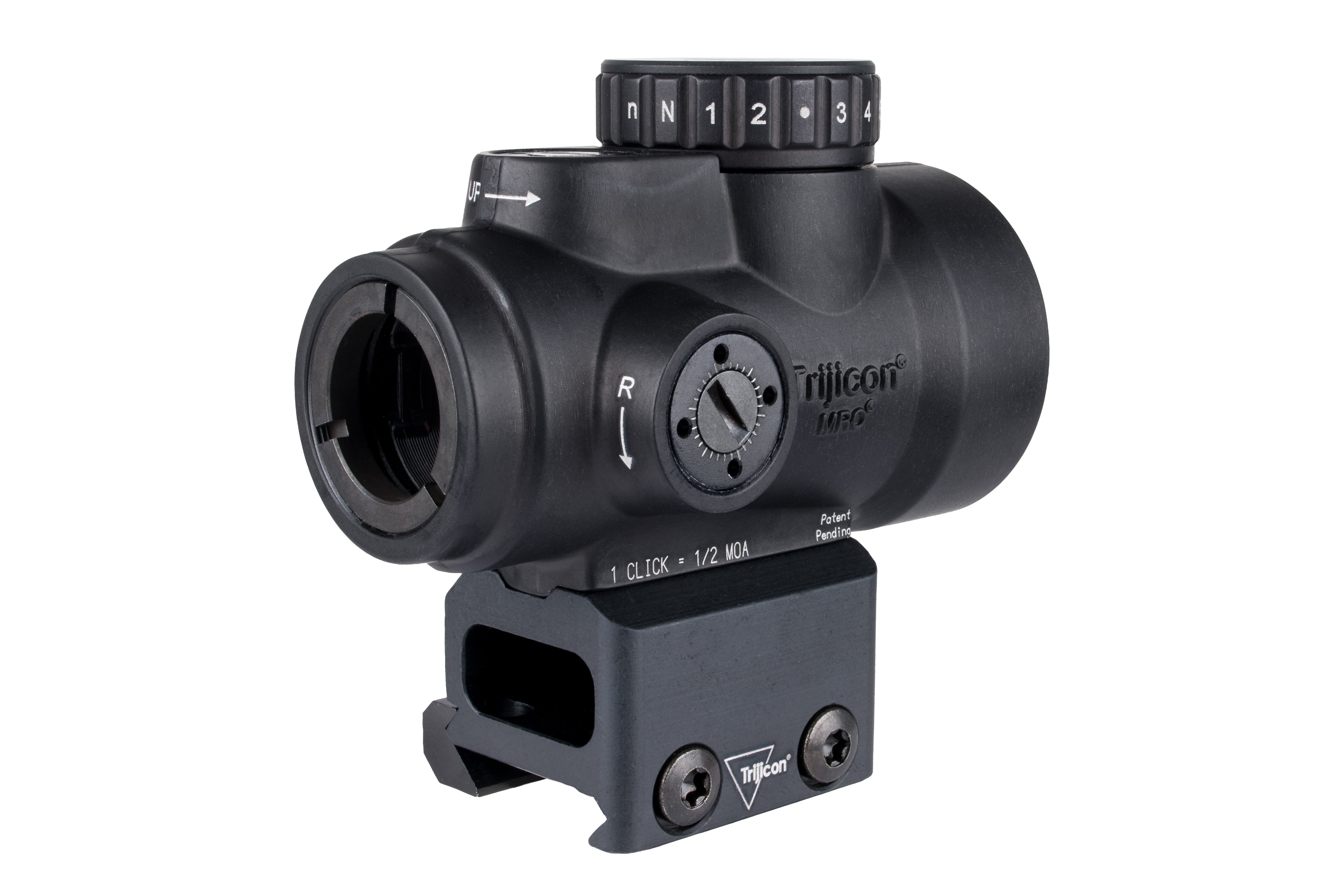 Trijicon MRO SD 1x25 rödpunktsikte med grön 2,0 MOA-punkt och Full Co-Witness-montage – bild 4