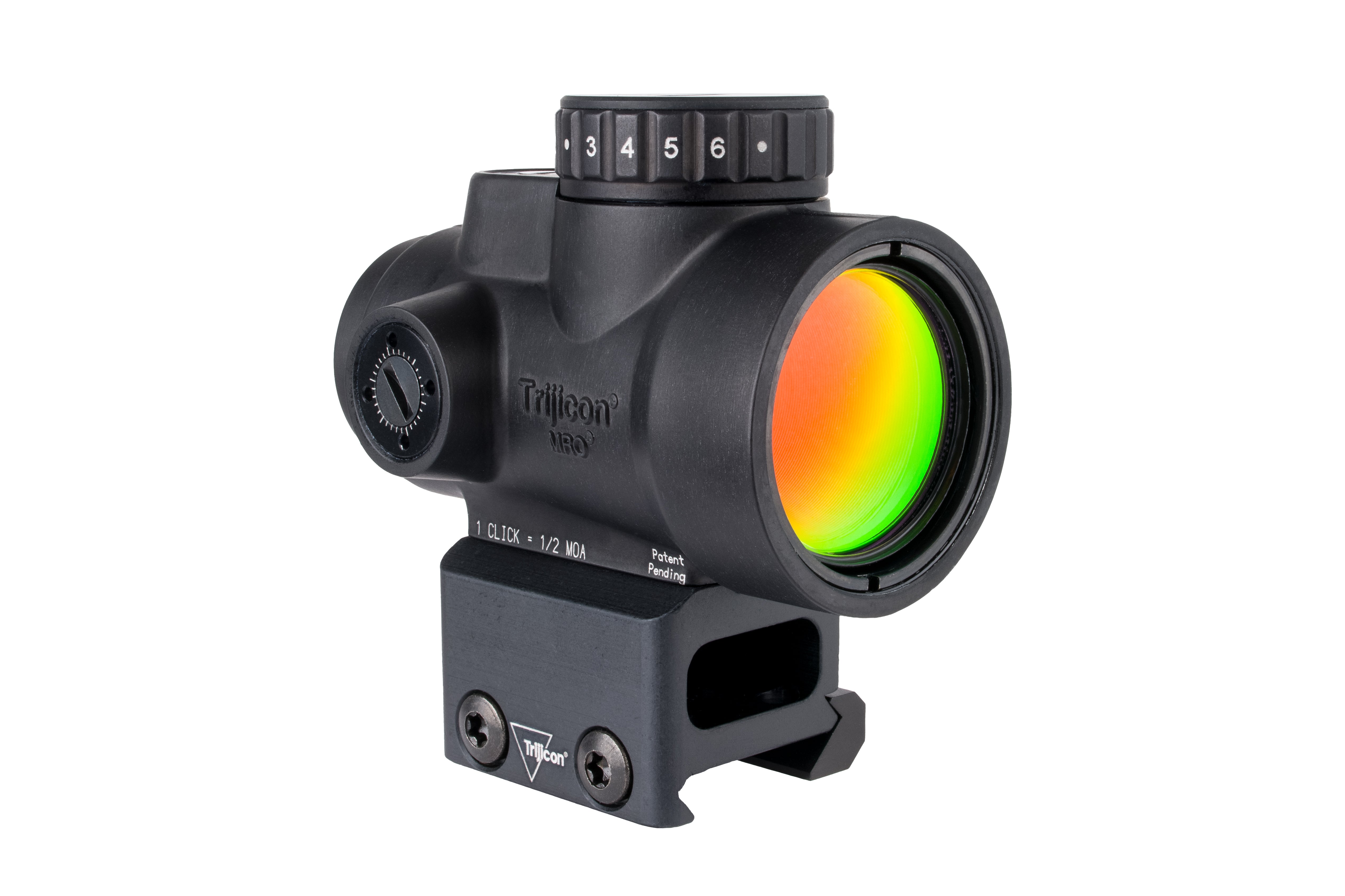 Trijicon MRO SD 1x25 rödpunktsikte med grön 2,0 MOA-punkt och Full Co-Witness-montage – bild 6