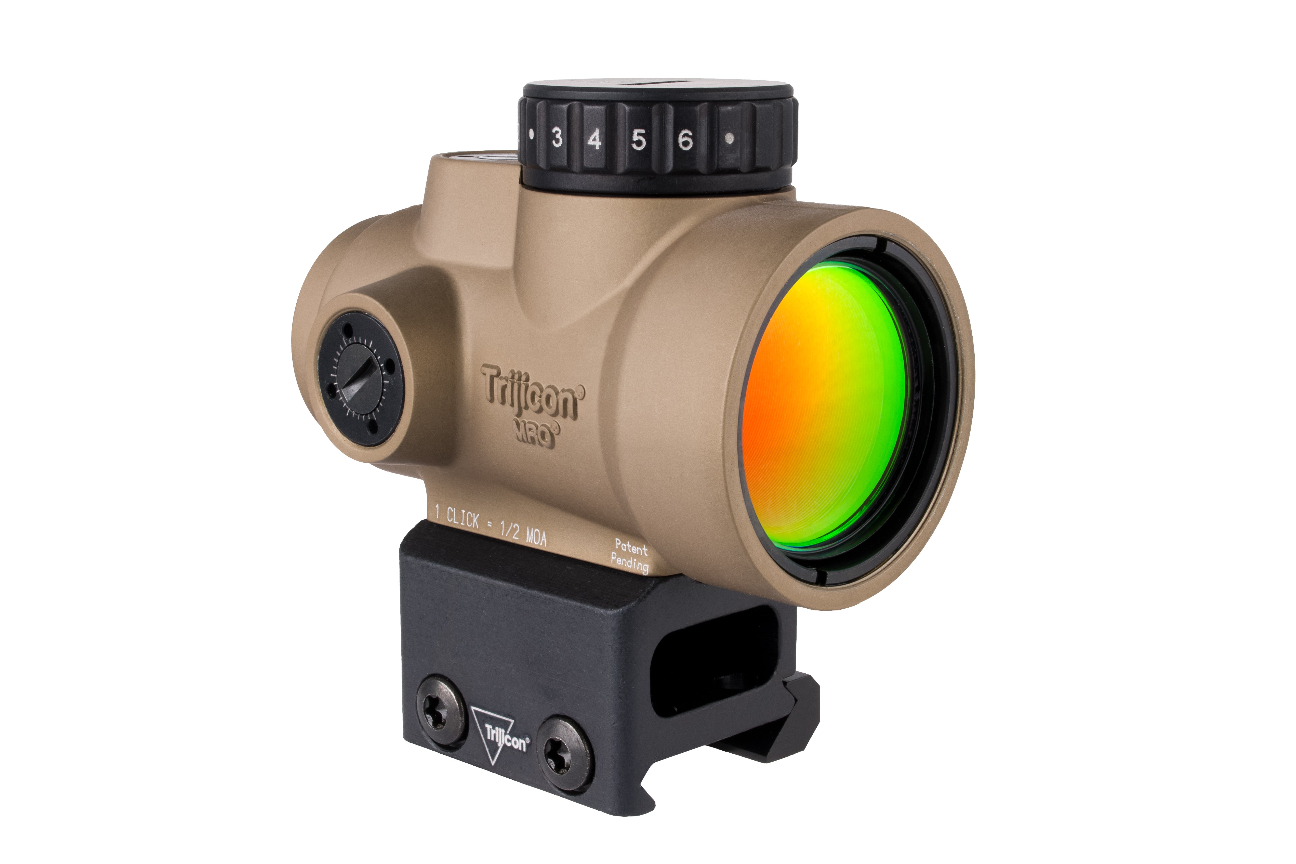 Trijicon MRO SD 1x25 rödpunktsikte med grön 2,0 MOA-punkt, Coyote Brown-finish och Full Co-Witness-montage – bild 6
