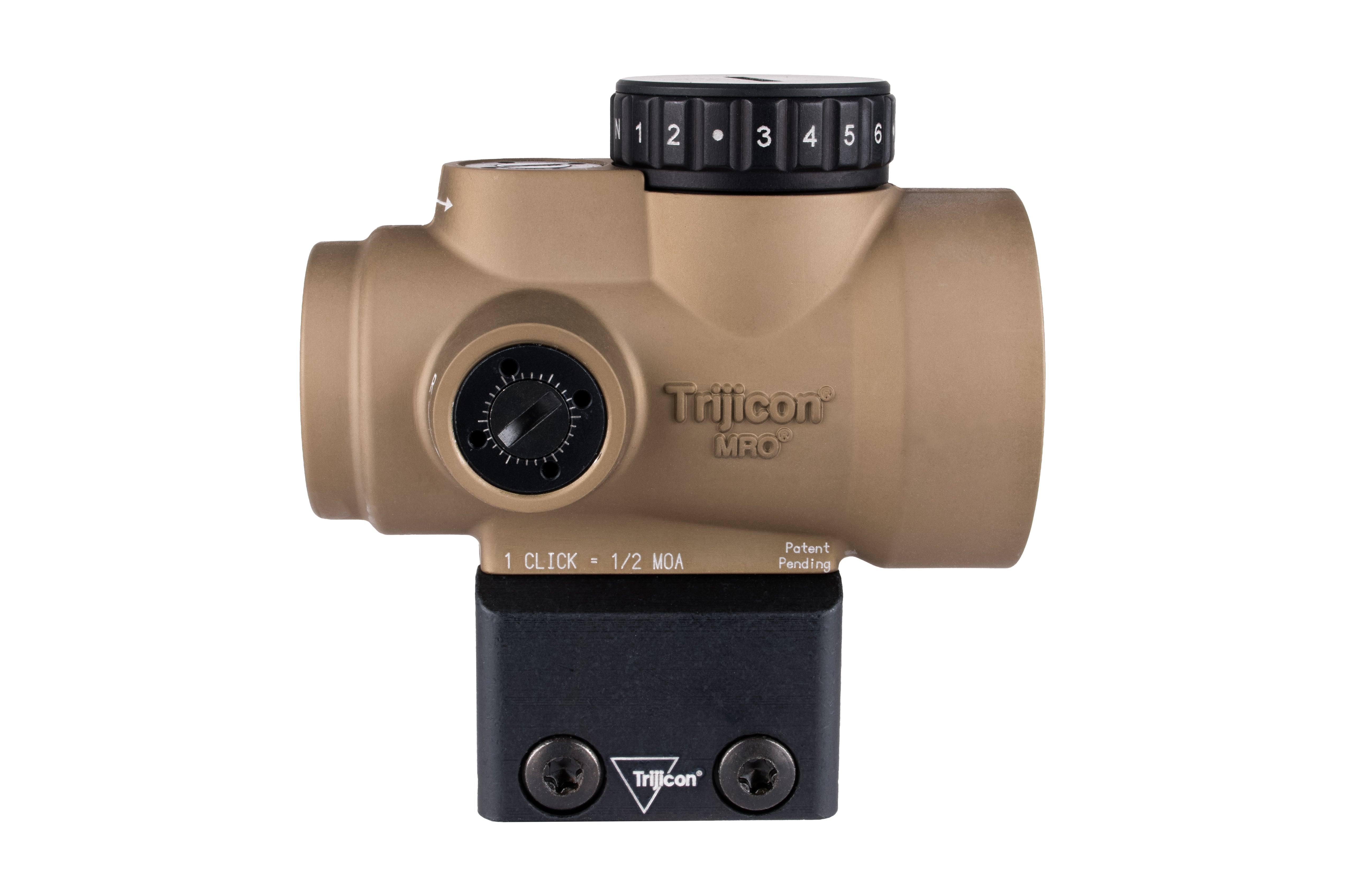 Trijicon MRO SD 1x25 rödpunktsikte med grön 2,0 MOA-punkt, Coyote Brown-finish och Full Co-Witness-montage – bild 5