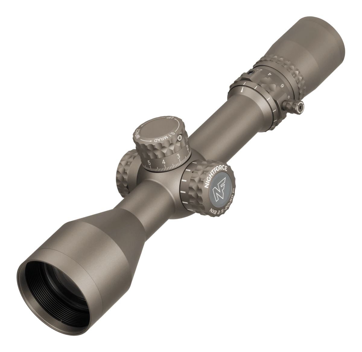 Nightforce Kikarsikte NX8 2,5-20x50 F1, 0,1 MRAD, MIL-XT, DigIllum, Dark Earth