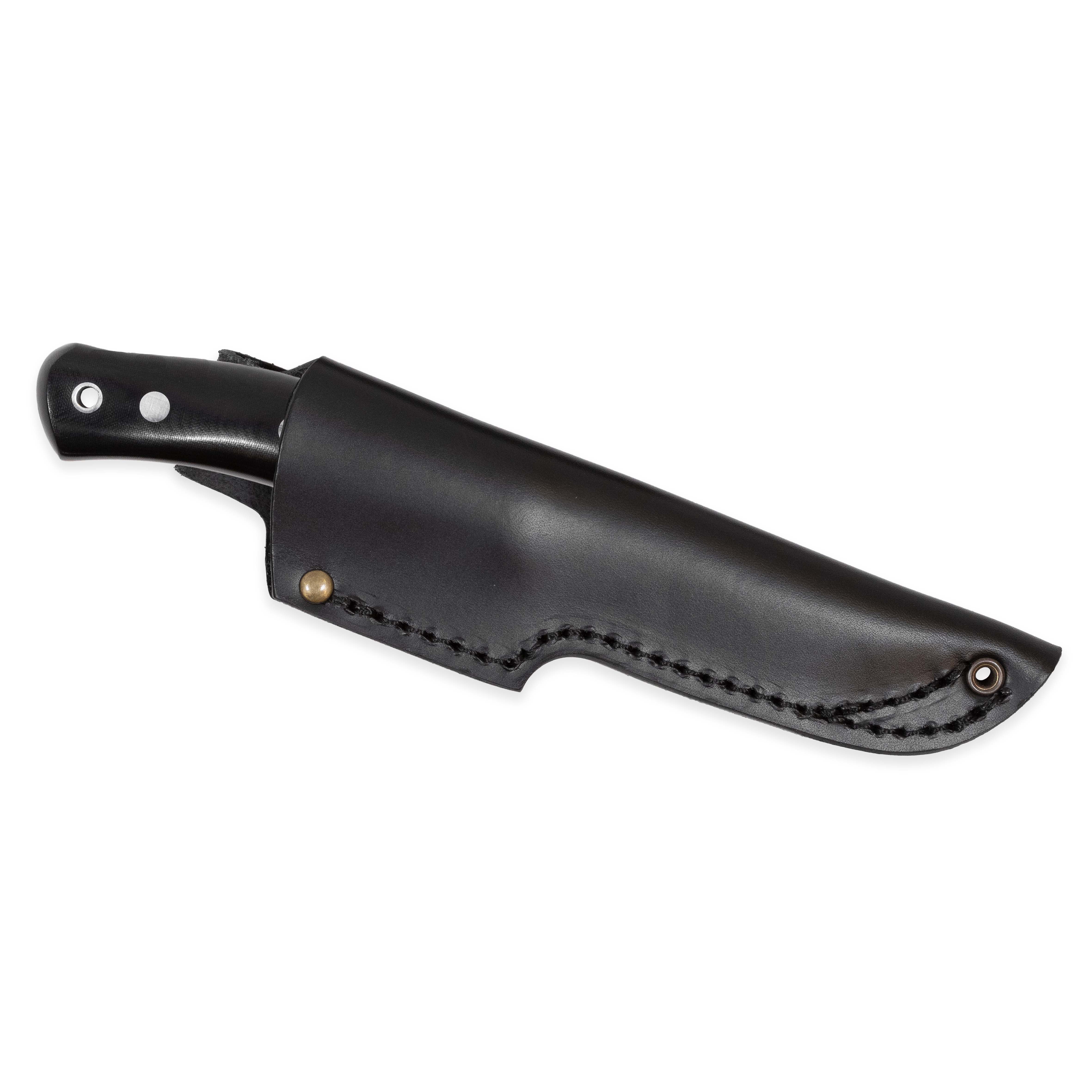 Casström No.10 SFK kniv Svart micarta & rostfritt stål, slida i läder – bild 3