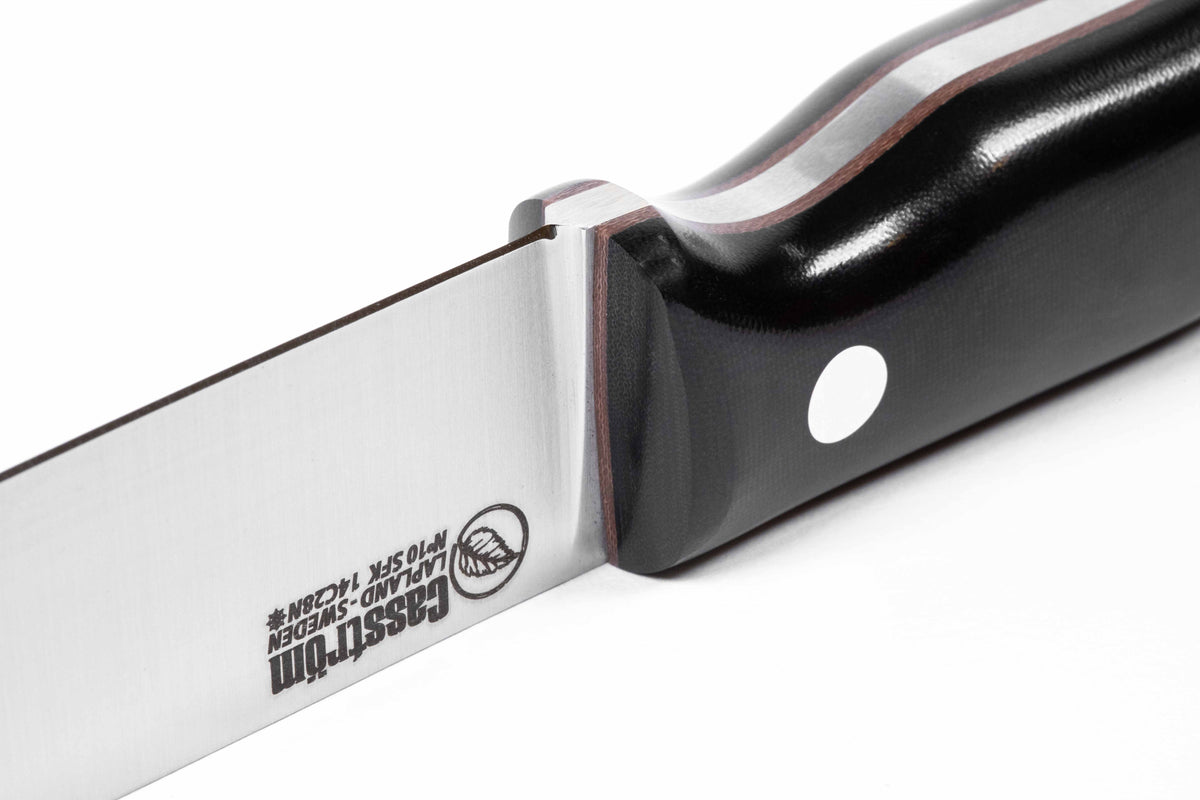 Casström No.10 SFK kniv Svart micarta & rostfritt stål, slida i läder – bild 4