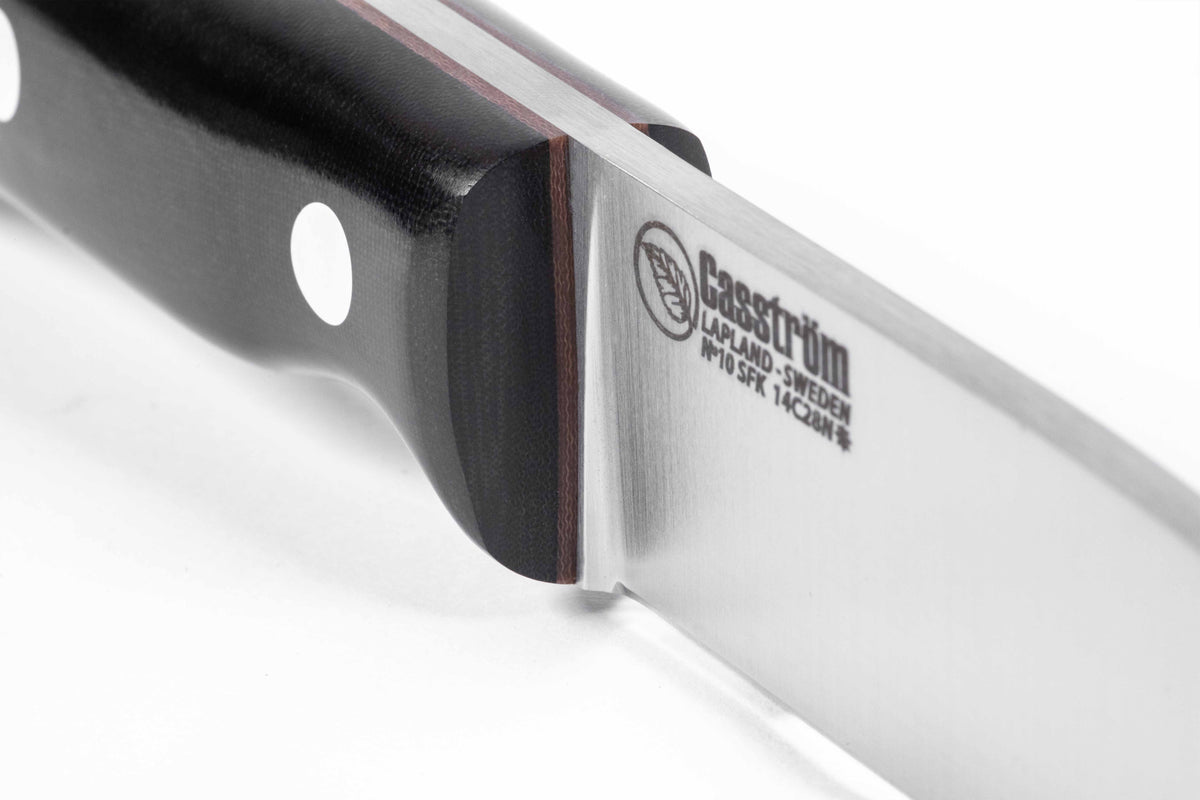 Casström No.10 SFK kniv Svart micarta & rostfritt stål, slida i läder – bild 5