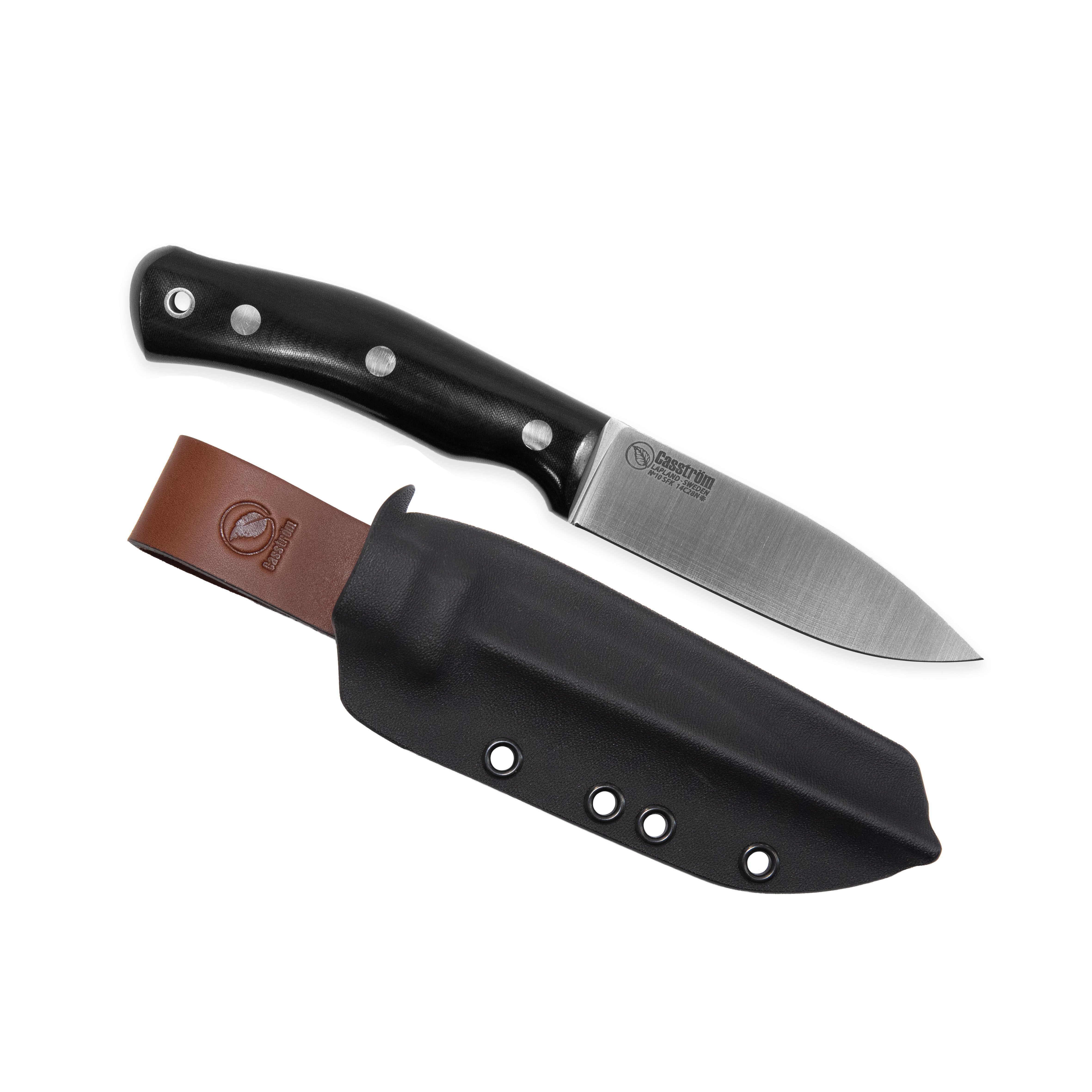 Casström No.10 SFK kniv Svart micarta & rostfritt stål, slida i Kydex