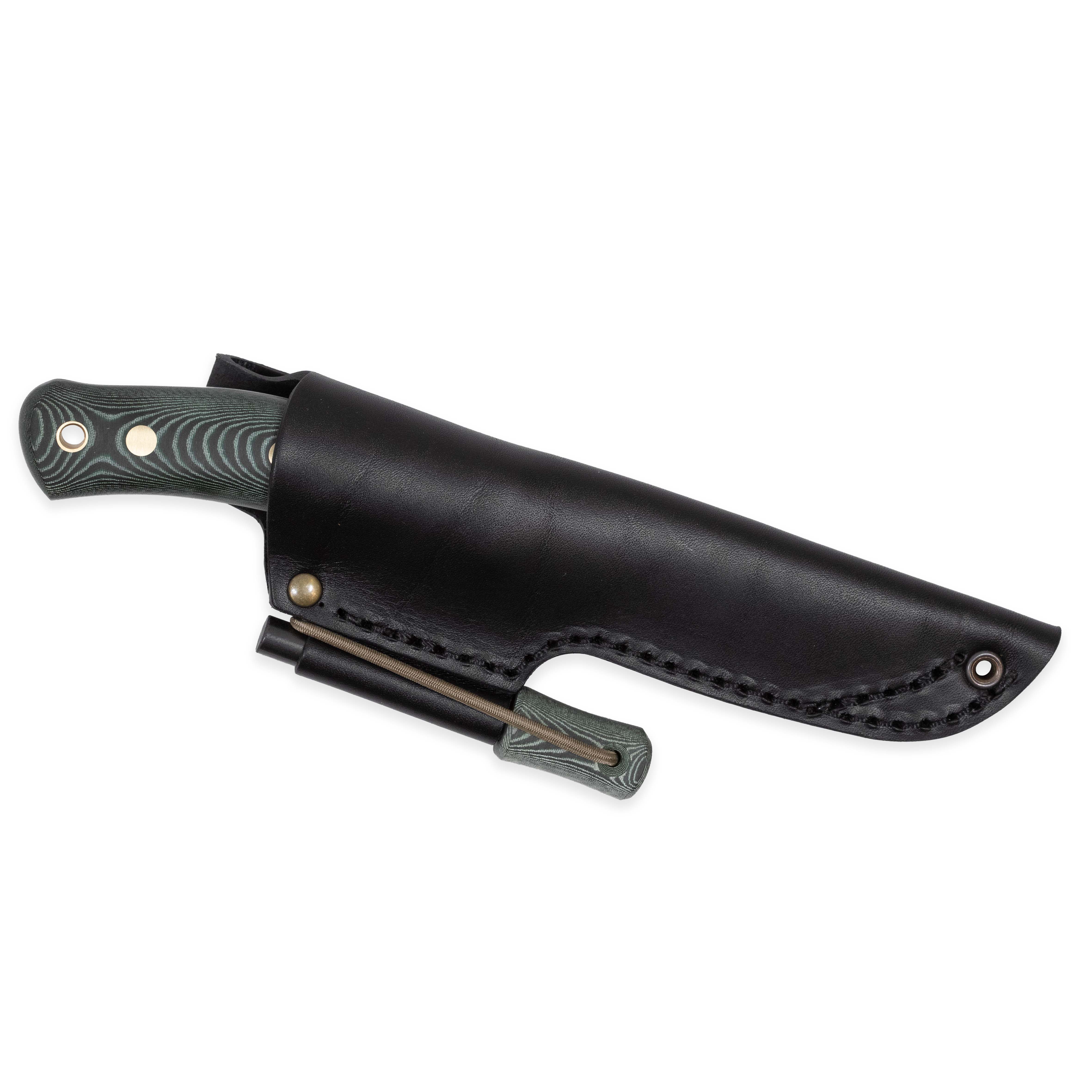 Casström No.10 SFK kniv Grön micarta & verktygsstål, slida i läder inkl. tändstål – bild 3