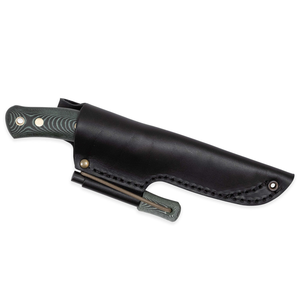 Casström No.10 SFK kniv Grön micarta & verktygsstål, slida i läder inkl. tändstål – bild 3