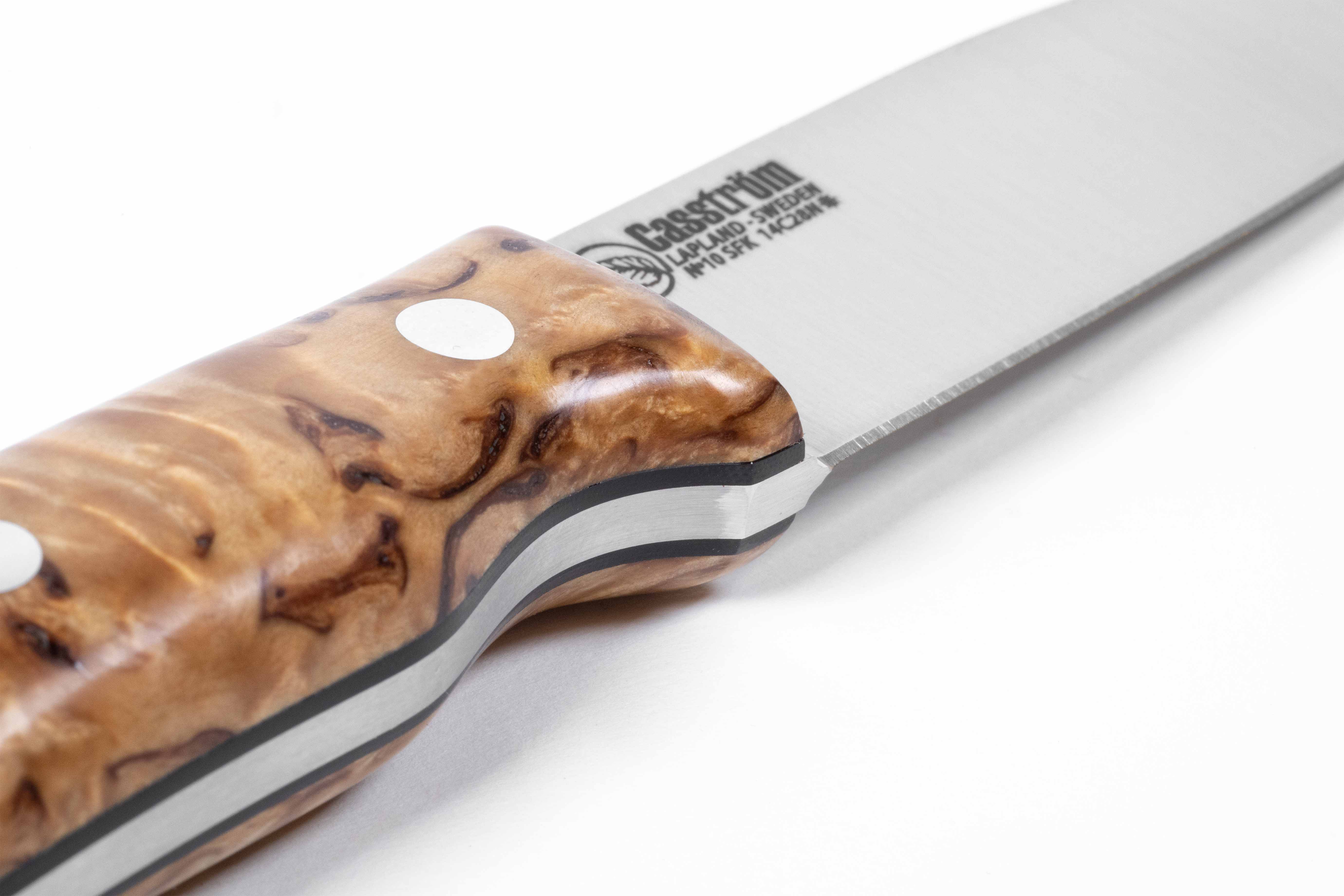 Casström No.10 SFK kniv Stabiliserad masurbjörk & rostfritt stål, slida i läder – bild 6