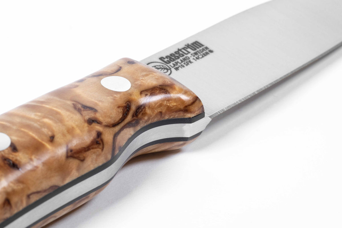 Casström No.10 SFK kniv Stabiliserad masurbjörk & rostfritt stål, slida i läder – bild 6