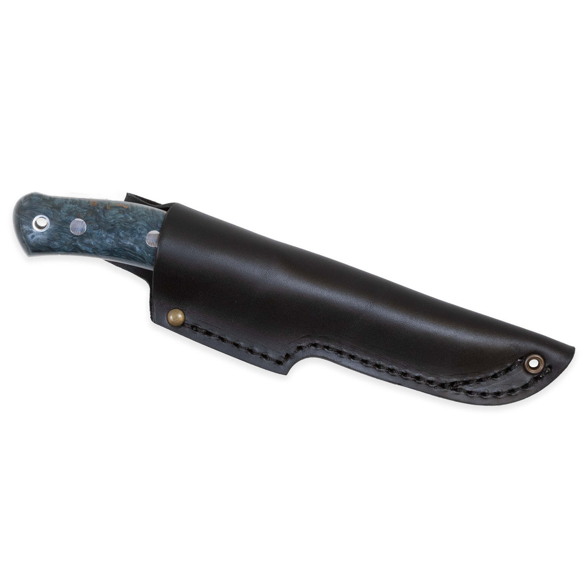 Casström No.10 SFK kniv Stabiliserad blå masurbjörk & rostfritt stål, slida i läder – bild 3