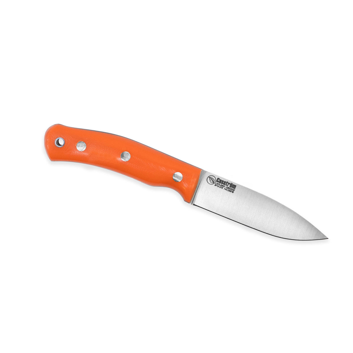 Casström No.10 SFK kniv Orange G10 & rostfritt stål, flatslipad, slida i läder – bild 2