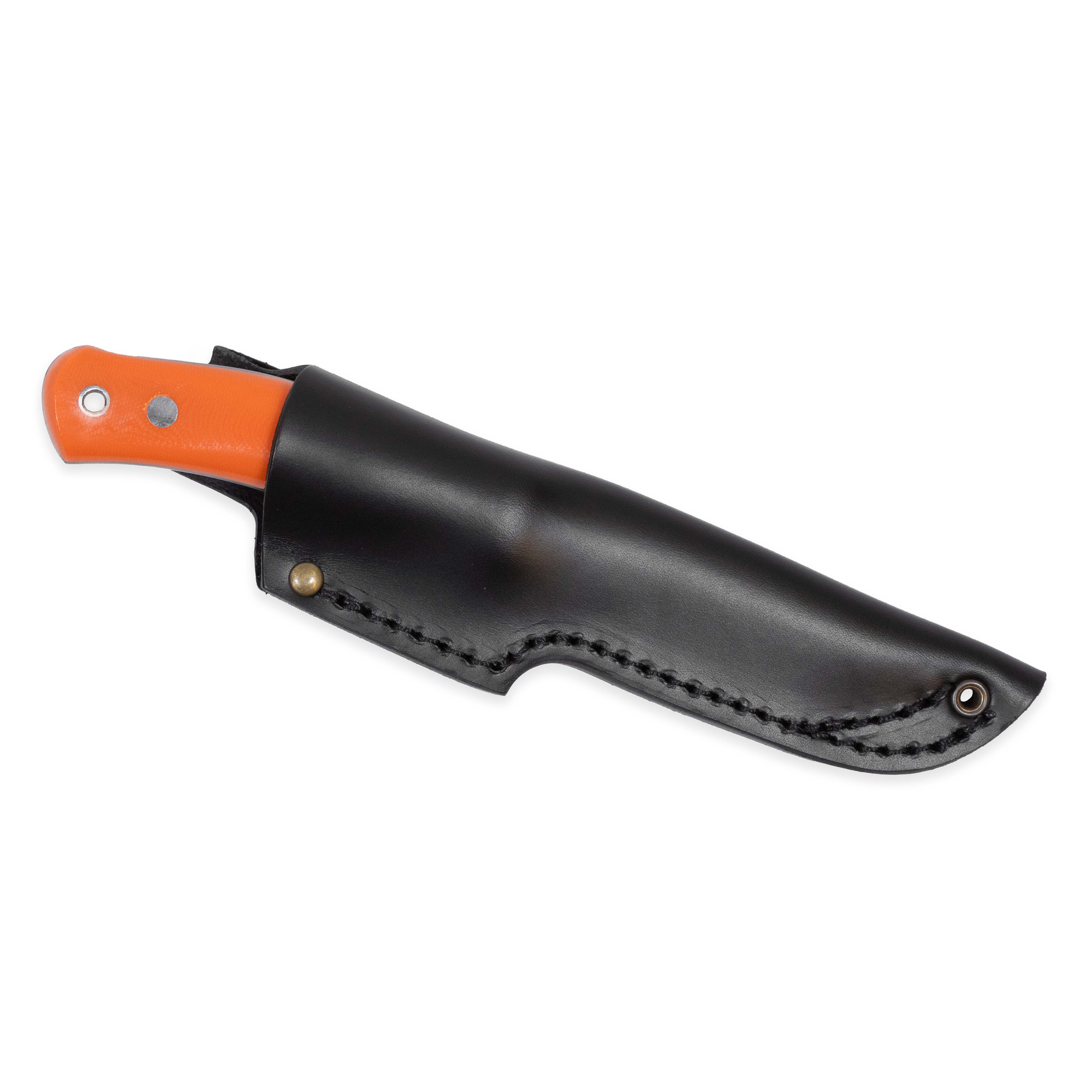 Casström No.10 SFK kniv Orange G10 & rostfritt stål, flatslipad, slida i läder – bild 3