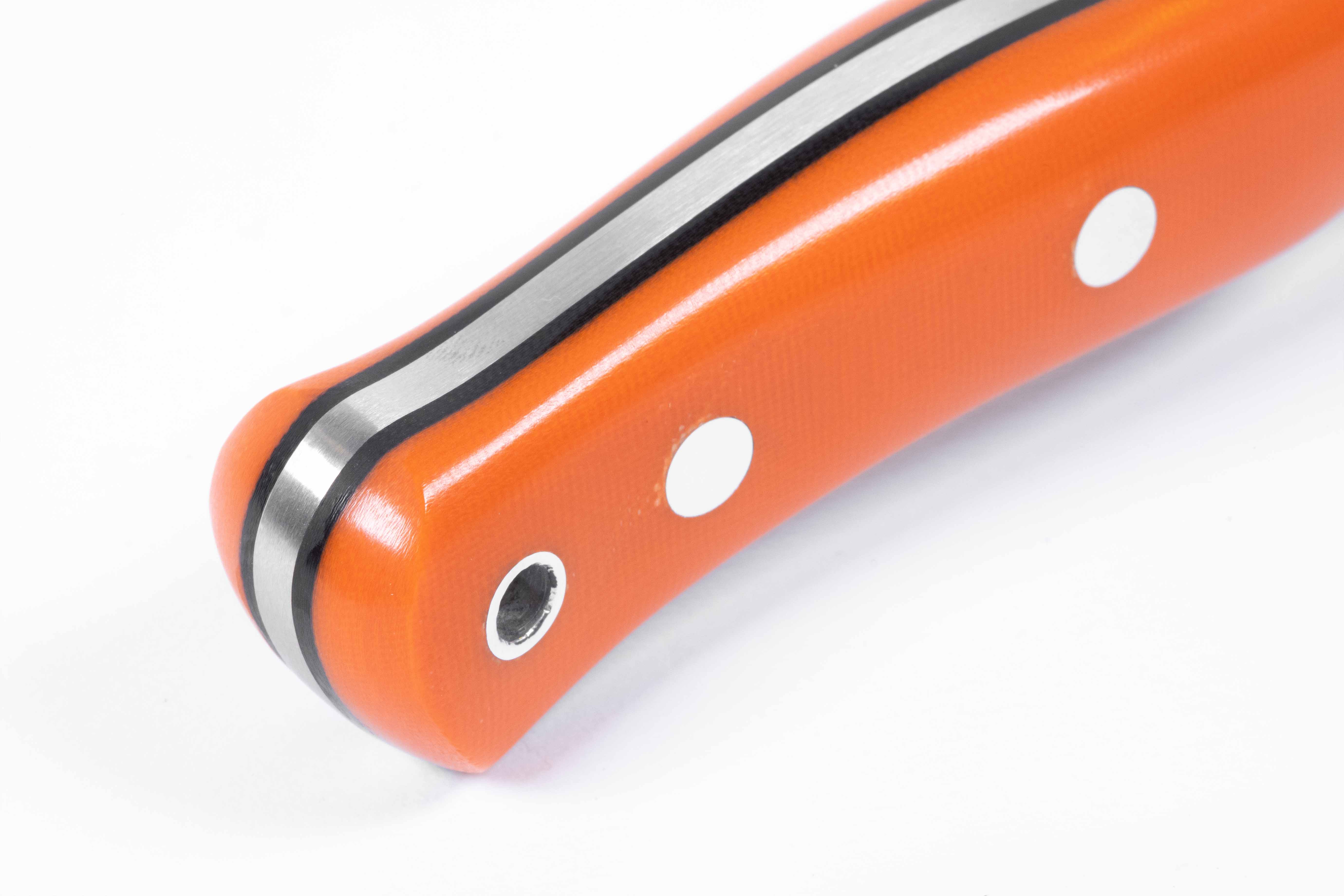 Casström No.10 SFK kniv Orange G10 & rostfritt stål, flatslipad, slida i läder – bild 5