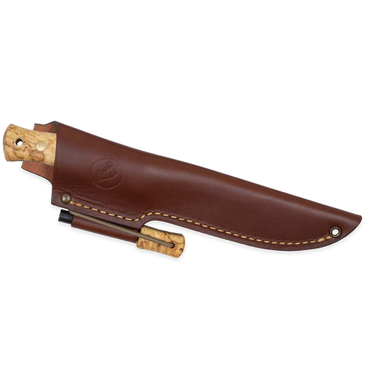 Casström No.14 SFK kniv Masurbjörk, slida i läder inkl. tändstål – bild 2