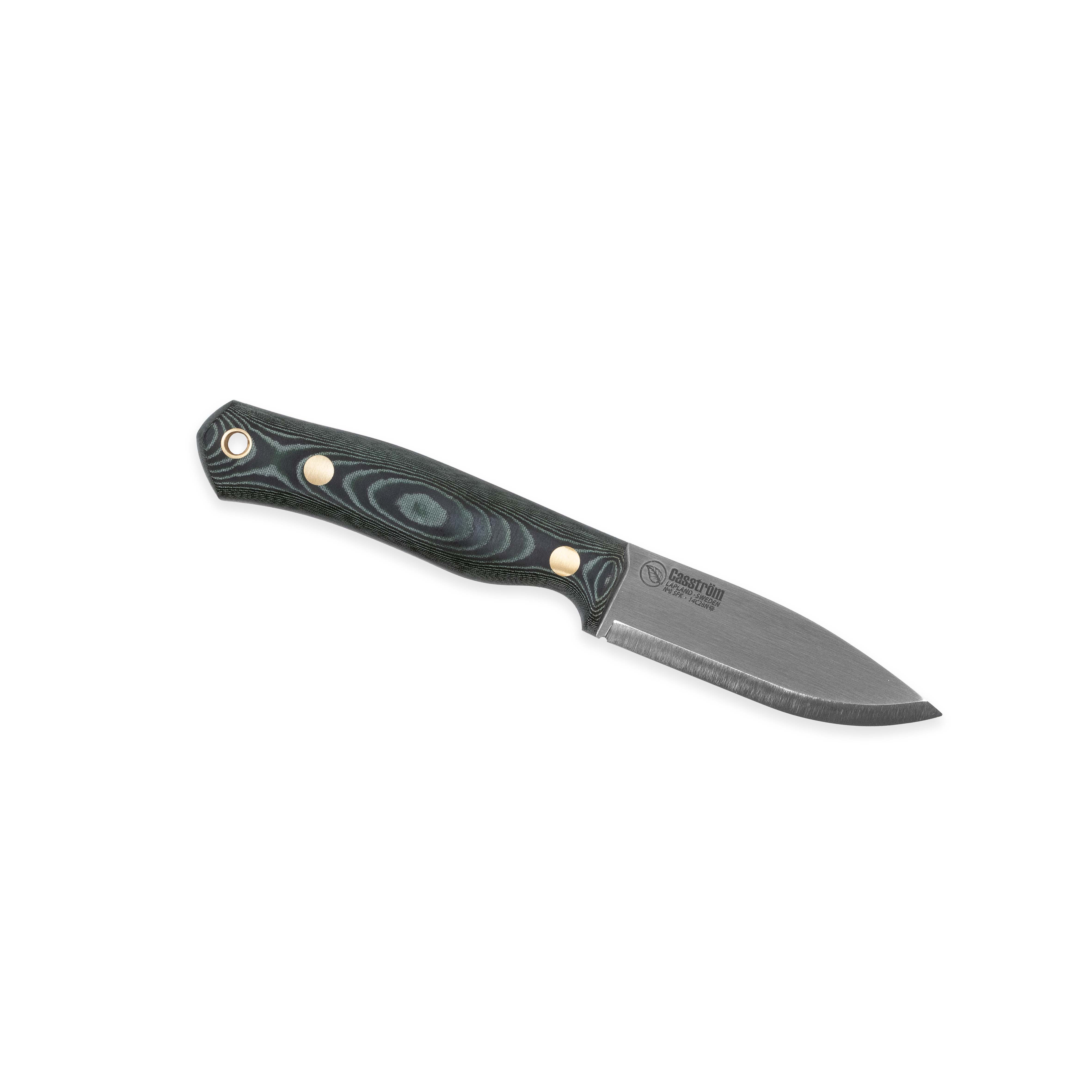 Casström No.8 SFK kniv Grön micarta, slida i läder inkl. tändstål – bild 2