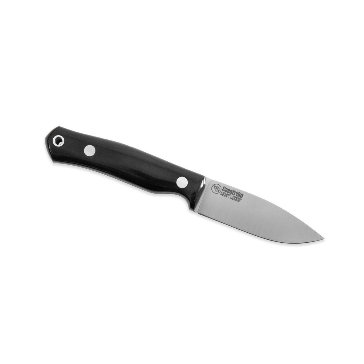 Casström No.8 SFK kniv Svart micarta, flatslipad, slida i läder – bild 2