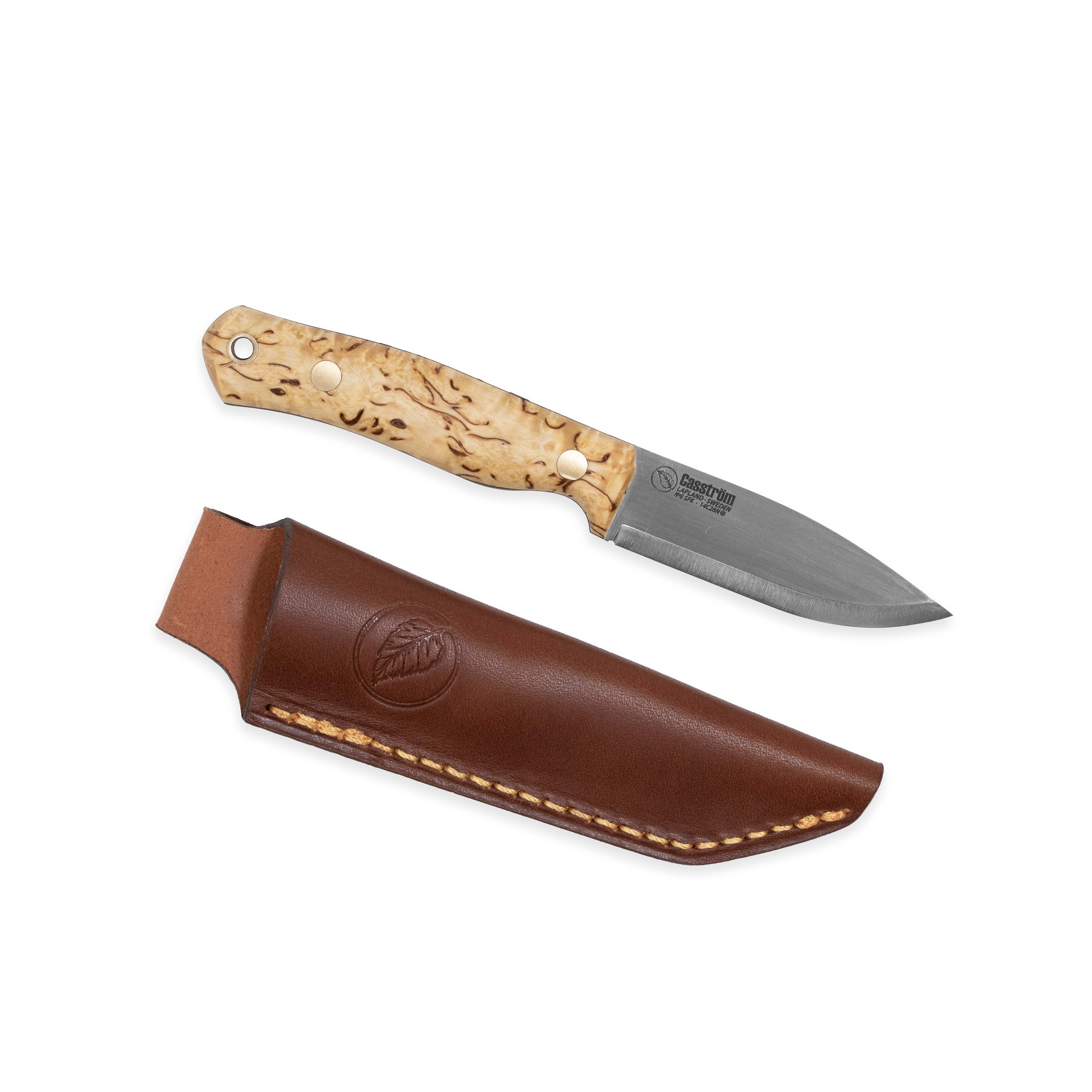 Casström No.8 SFK kniv Masurbjörk, slida i läder