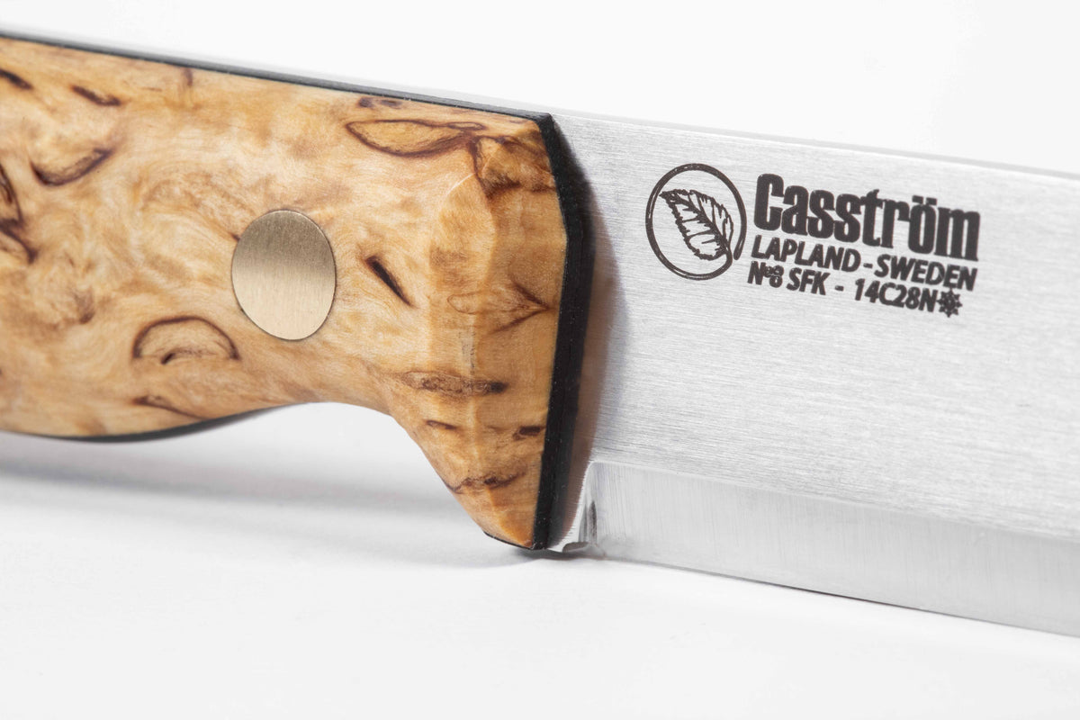 Casström No.8 SFK kniv Masurbjörk, slida i läder – bild 4