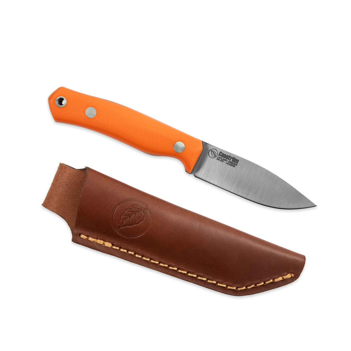 Casström No.8 SFK kniv Orange G10, flatslipad, slida i läder