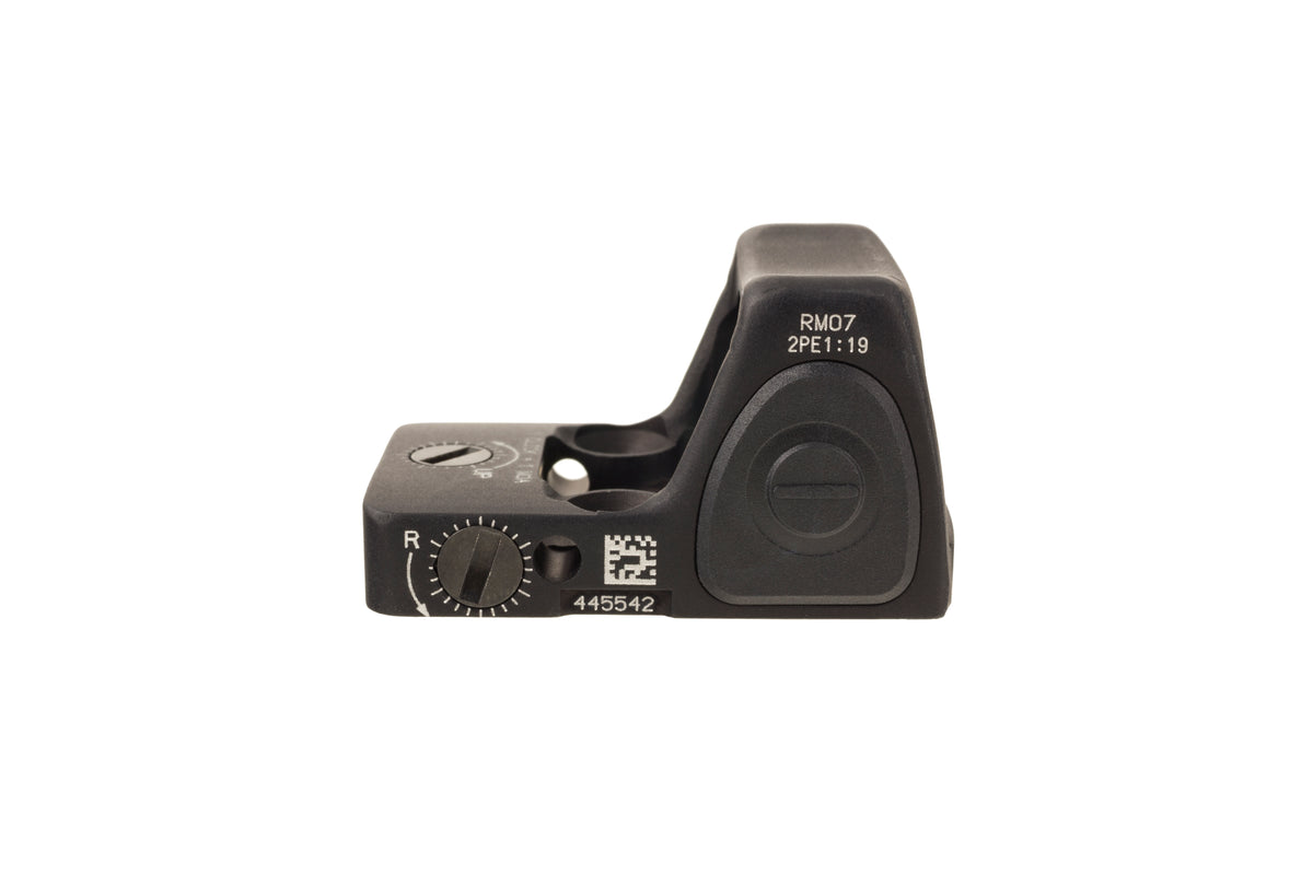 Trijicon RMR Type 2 RM07 Dual Defense Kit med röd 6,5 MOA-punkt och svarta höga Glock-riktmedel med gröna lampor – bild 7