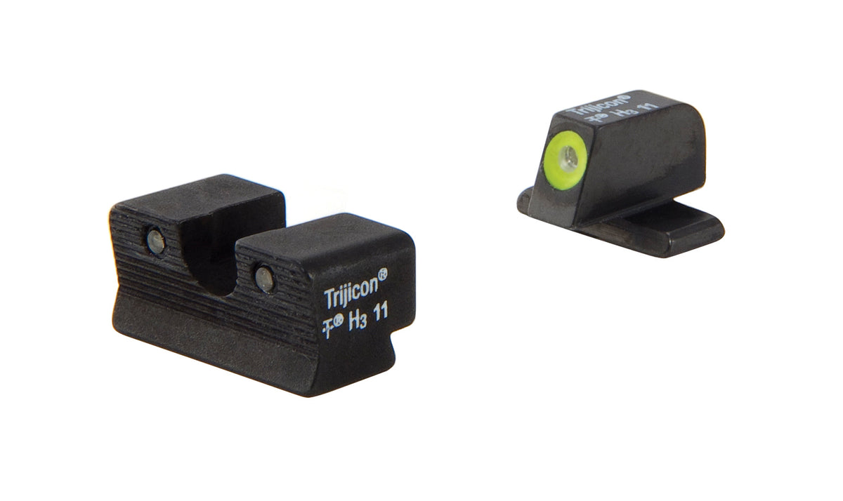 Trijicon HD SP102 nattsikteset med gul frontkontur och grönt tritium för Springfield XD-S och XD-E