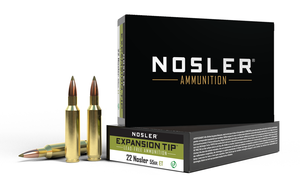 Nosler Expansion Tip 22 Nosler 55 gr E-Tip - 20 patroner per ask