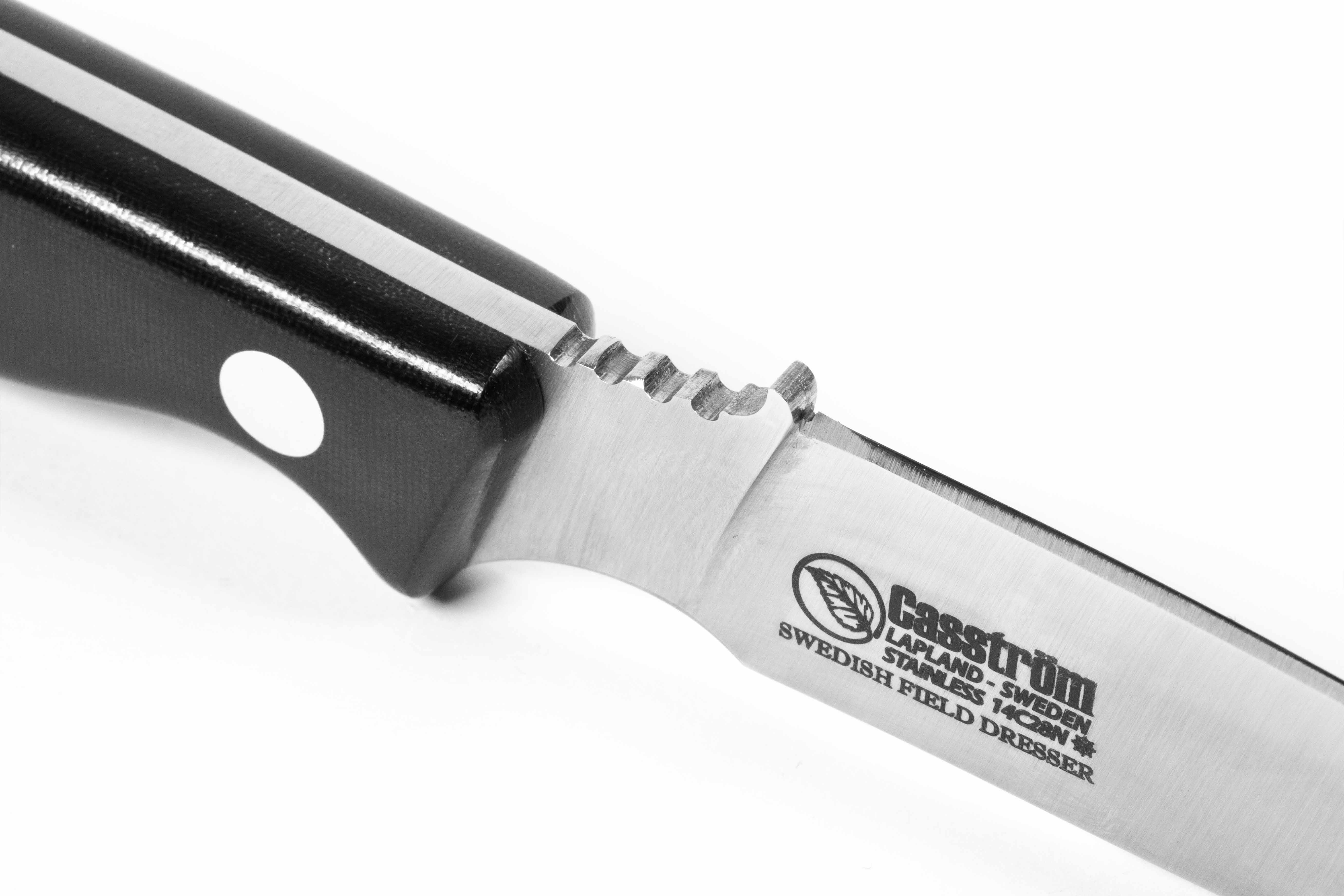 Casström Swedish Field Dresser jaktkniv/buköppnare Svart micarta, slida i Kydex – bild 4