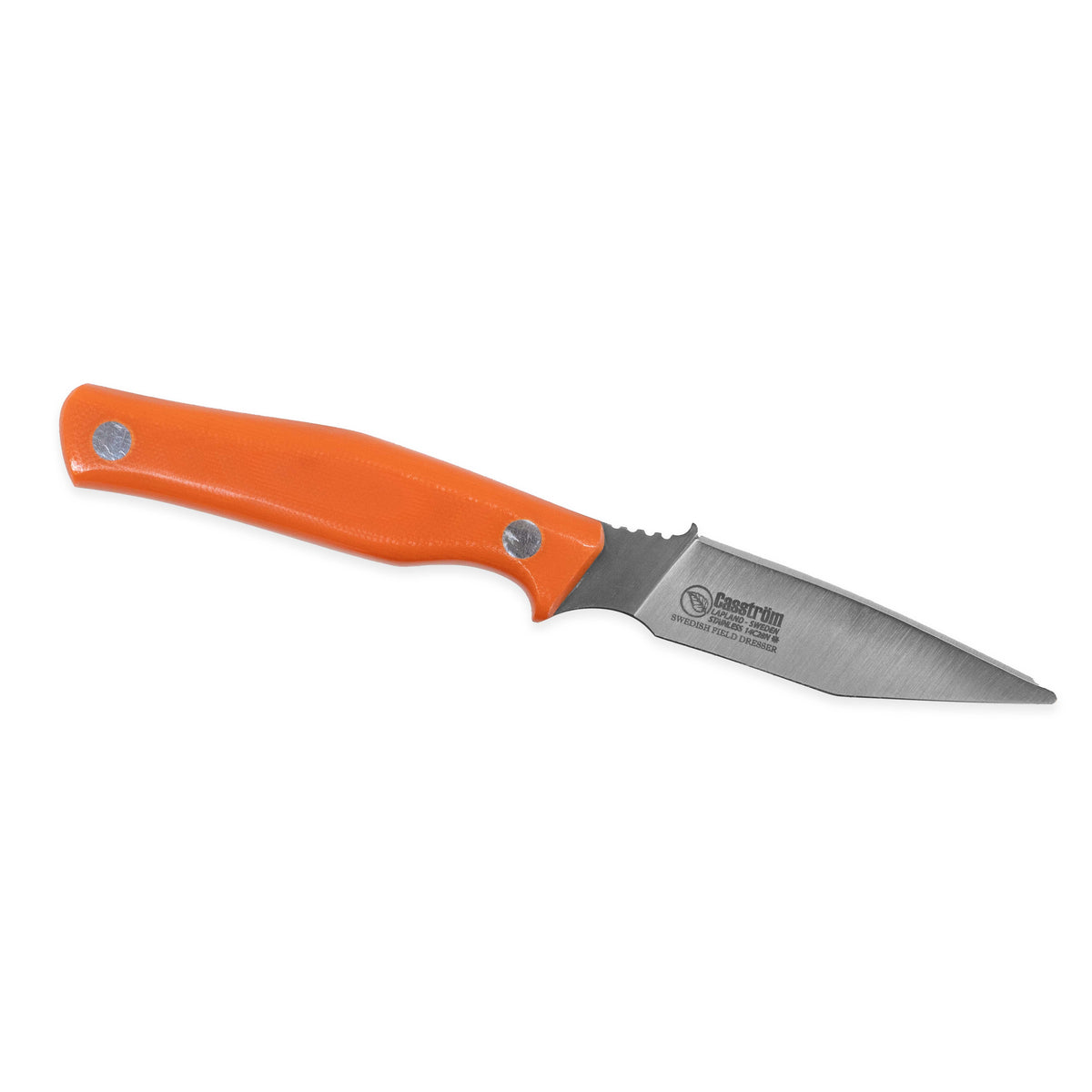 Casström Swedish Field Dresser jaktkniv/buköppnare Orange G10, slida i Kydex – bild 2