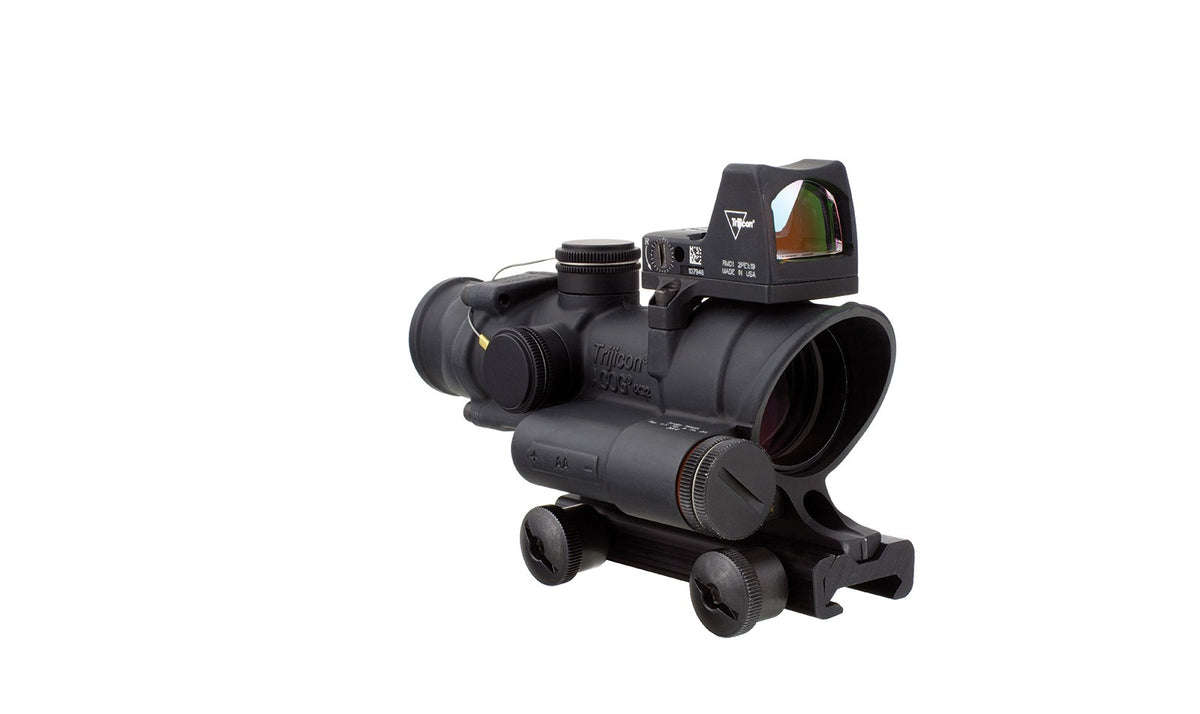 Trijicon ACOG TA02 4x32 med rött LED-kors, TA51-fäste och RMR Type 2 – bild 7