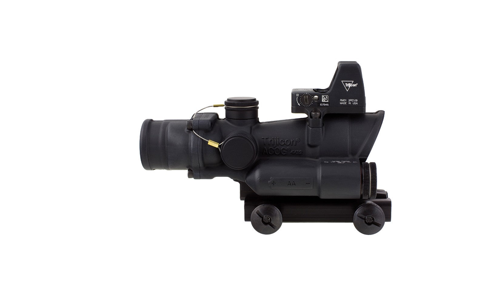 Trijicon ACOG TA02 4x32 med rött LED-kors, TA51-fäste och RMR Type 2 – bild 6