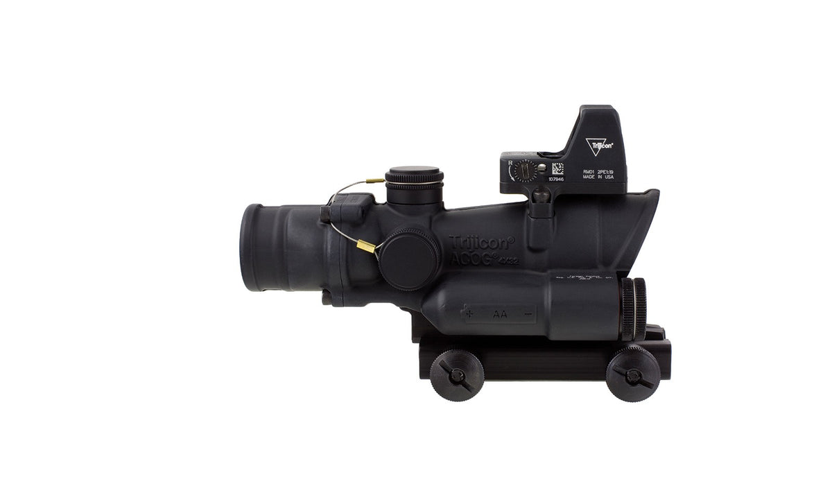 Trijicon ACOG TA02 4x32 med rött LED-kors, TA51-fäste och RMR Type 2 – bild 6