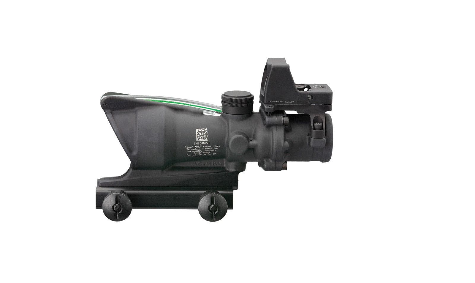 Trijicon ACOG TA31 4x32 med grönt hårkors, RMR Type 2 och TA51-montage – bild 2
