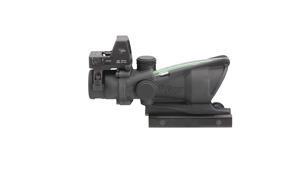 Trijicon ACOG TA31 4x32 med grönt hårkors, RMR Type 2 och TA51-montage – bild 6
