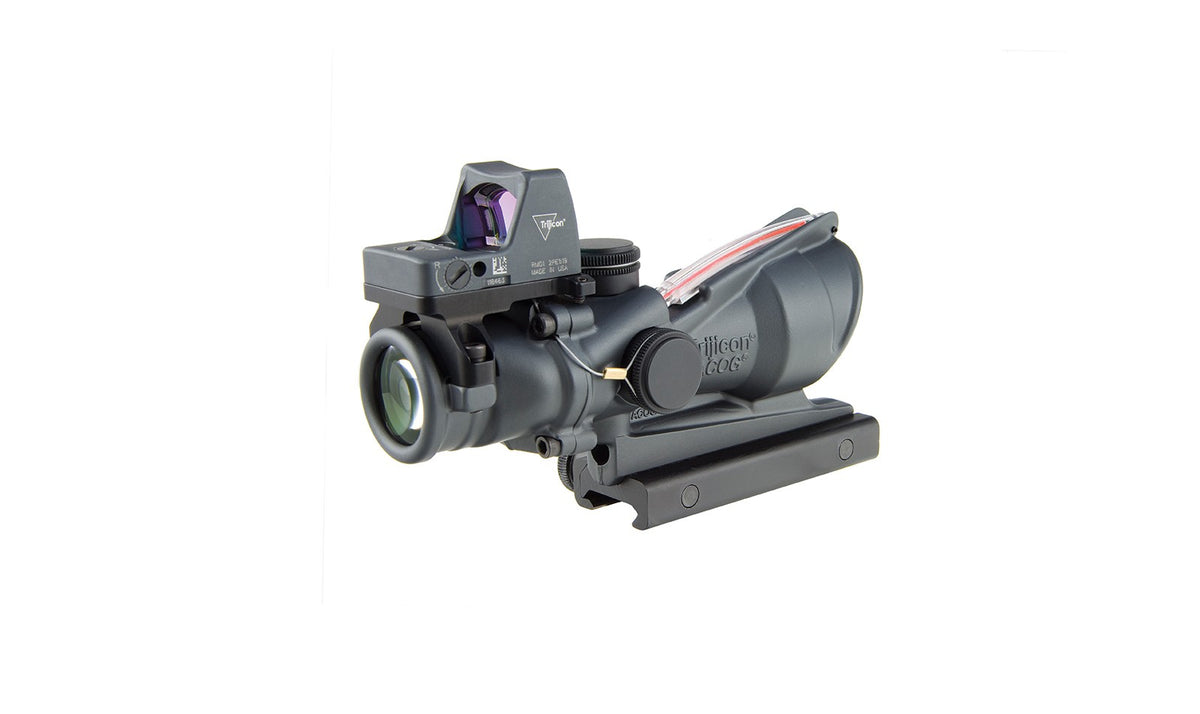 Trijicon ACOG TA31 4x32 med rött chevronriktmedel och RMR Type 2 i Sniper Gray – bild 5