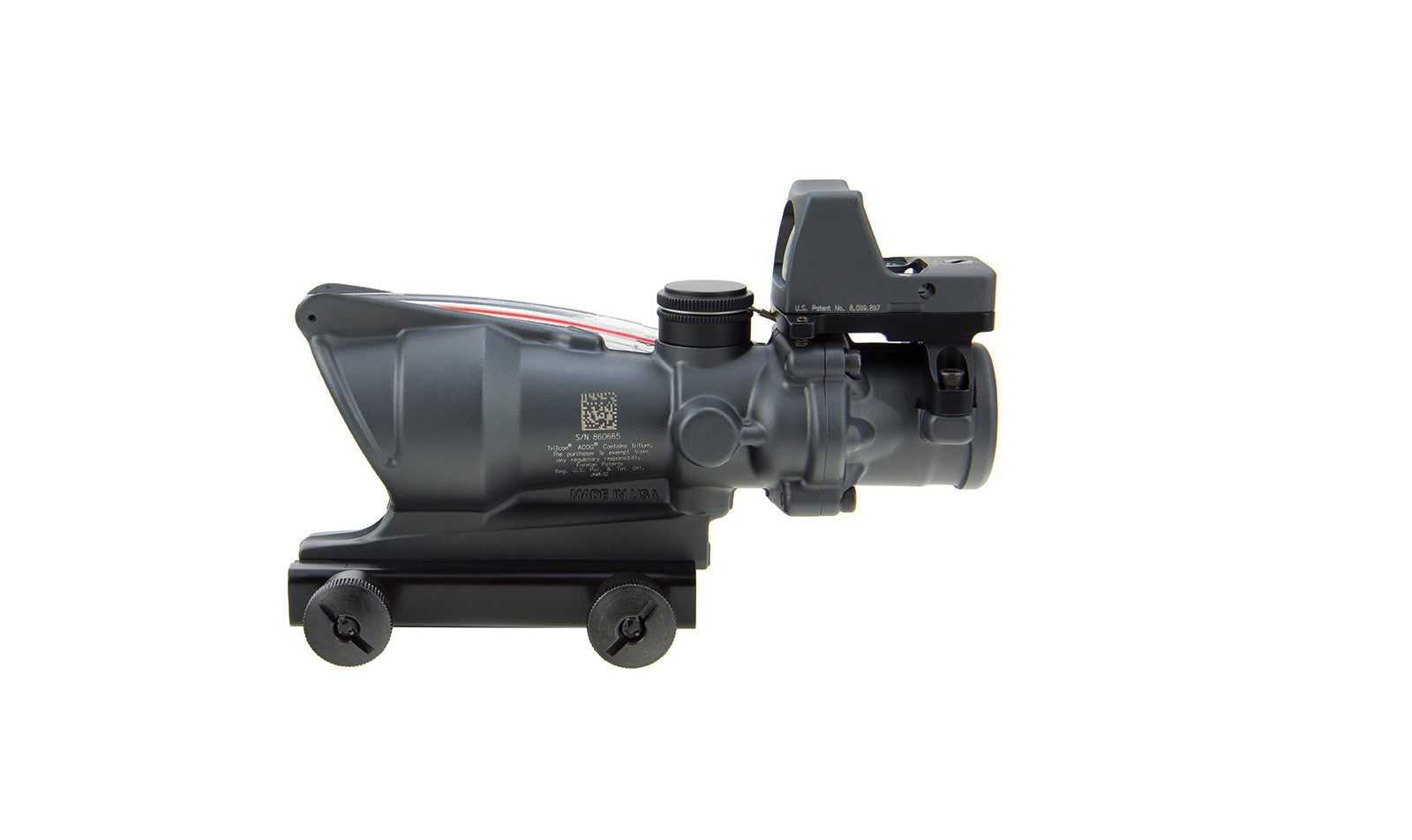 Trijicon ACOG TA31 4x32 med rött chevronriktmedel och RMR Type 2 i Sniper Gray – bild 2