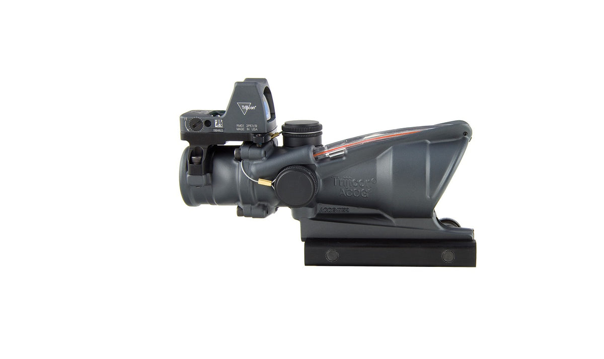 Trijicon ACOG TA31 4x32 med rött chevronriktmedel och RMR Type 2 i Sniper Gray – bild 6