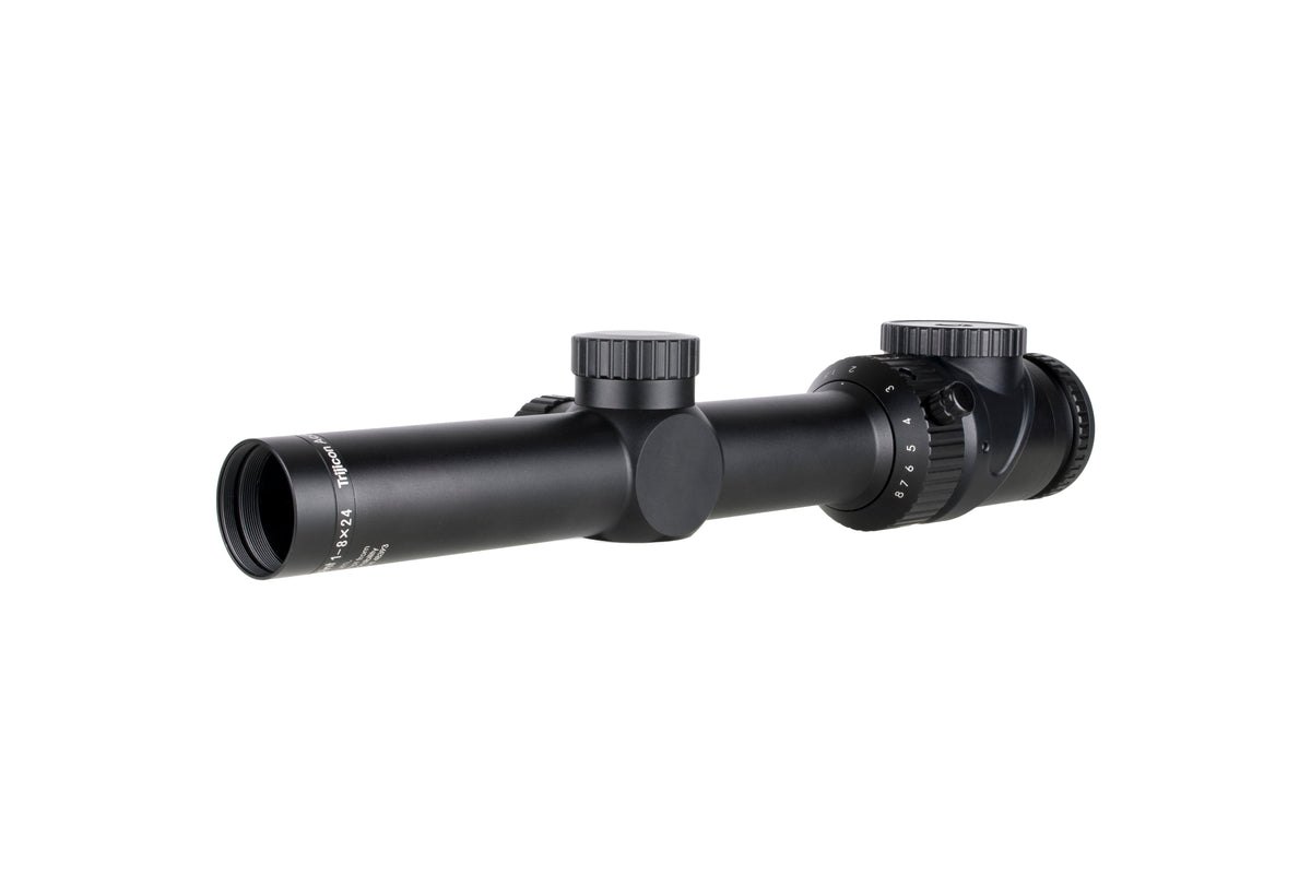 Trijicon AccuPoint 1-8x24 kikarsikte med rött Triangle Post-riktmedel och 30 mm tub i satin svart