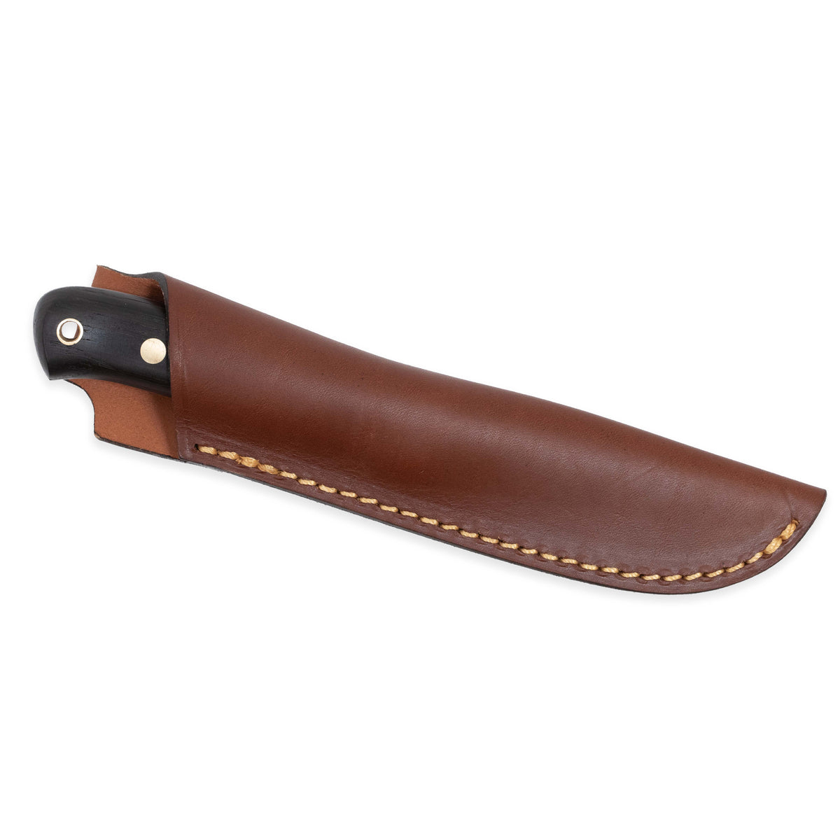 Casström Woodsman kniv Svartek, slida i läder – bild 3