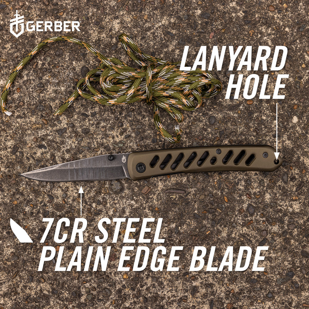 Grön Gerber Affirm fällkniv med clip point-blad – bild 5