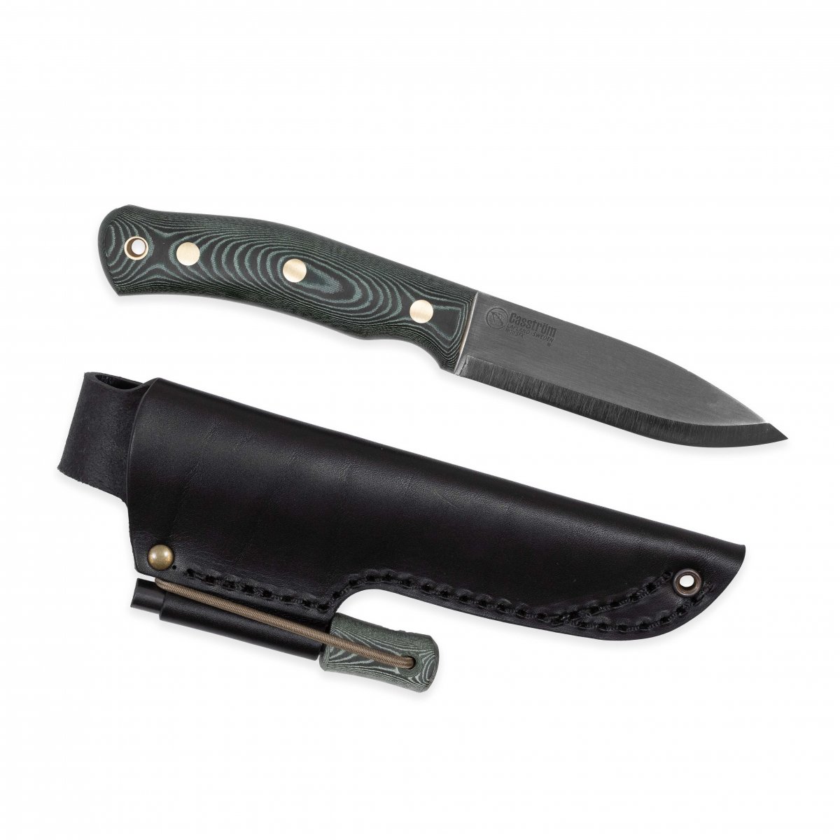 Casström No.10 SFK kniv Grön micarta & rostfritt stål, slida i läder inkl. tändstål