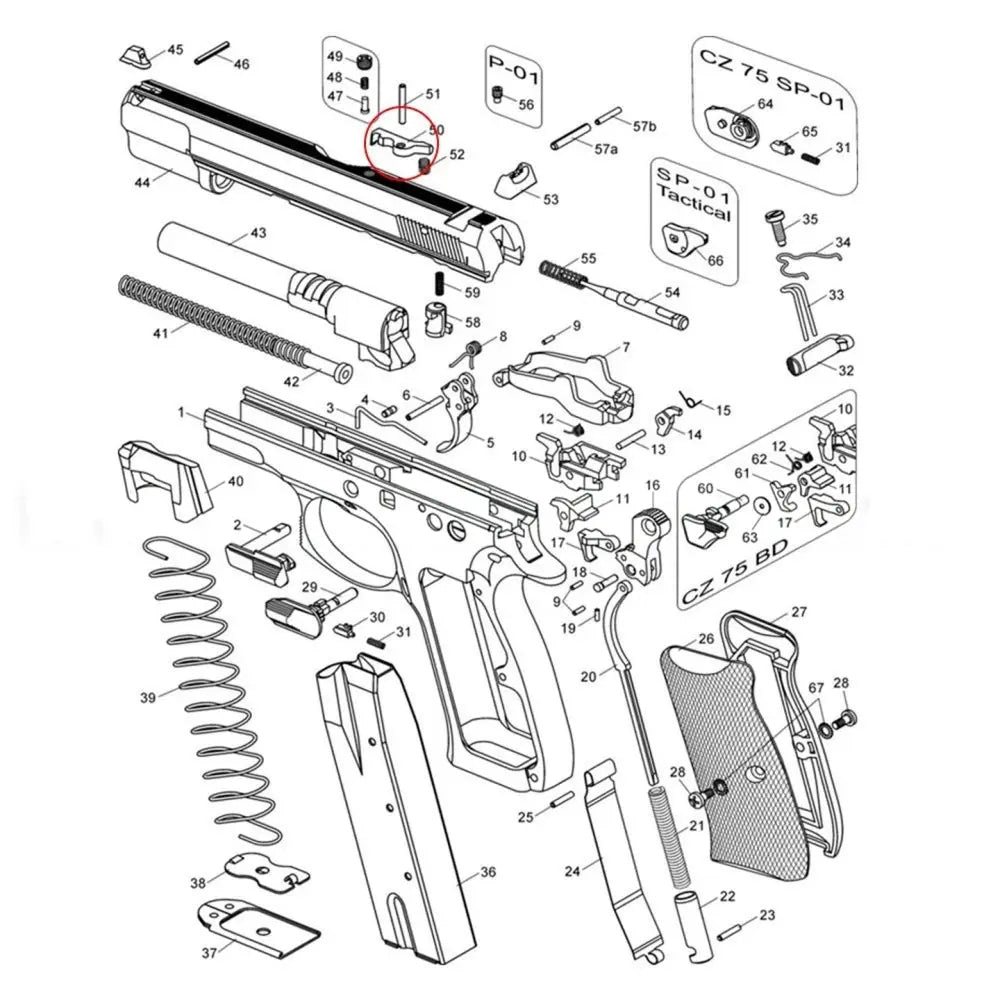 CZ - 75B/85B/TS/SP01Shadow/Shadow 2/P09 - Extractor