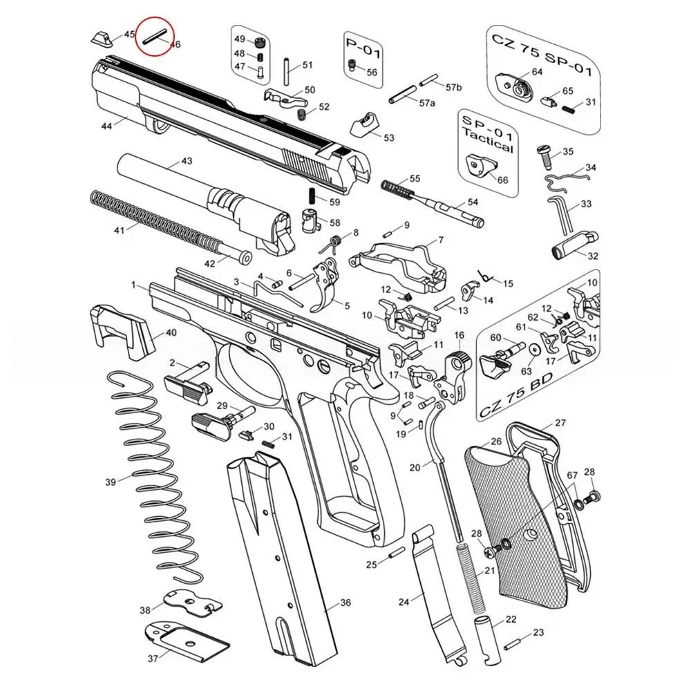 CZ - CZ 75 / SP-01 / Shadow 2 / TS2 / RAMI - Front sight pin - 2x100