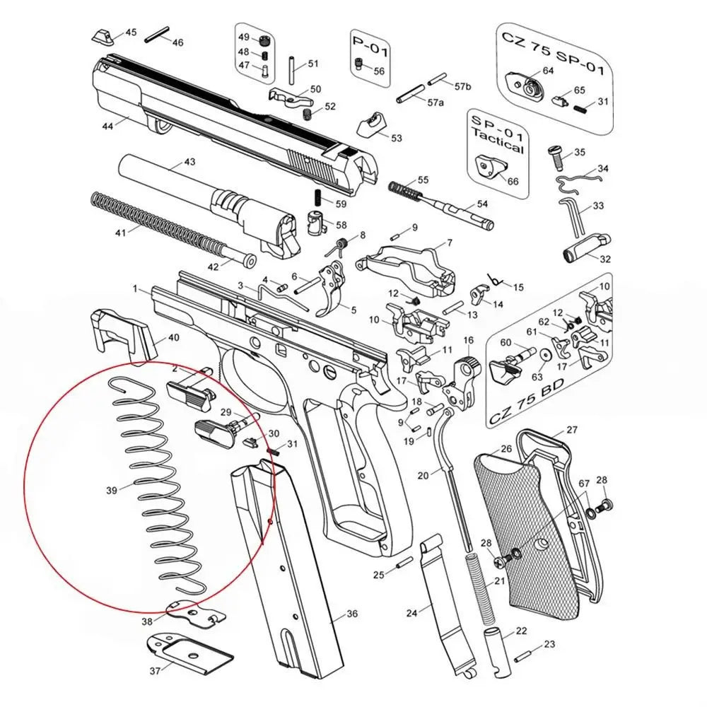 Mec-Gar - CZ Magazine Spring for MEC-GAR CZ 75 Magazine - 19 Rounds