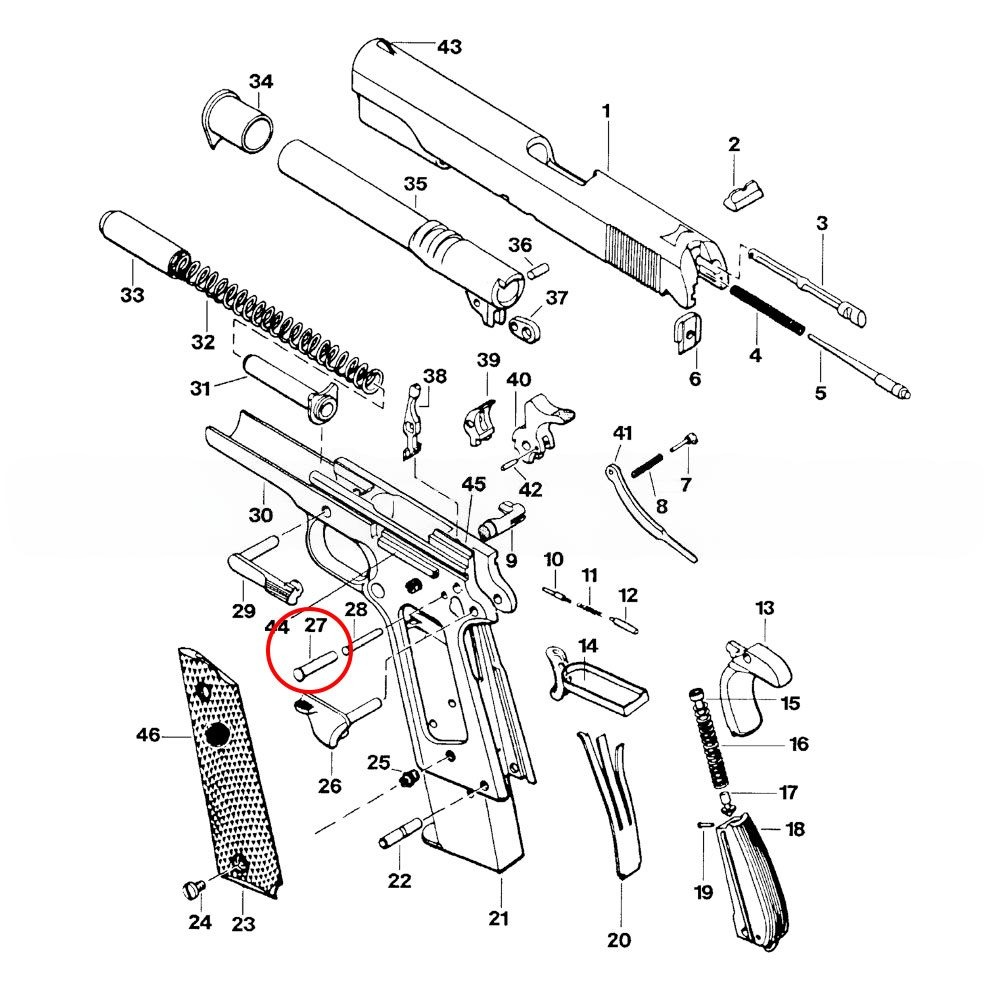 Eemann Tech - Hammer Pin for 1911/2011, Silver