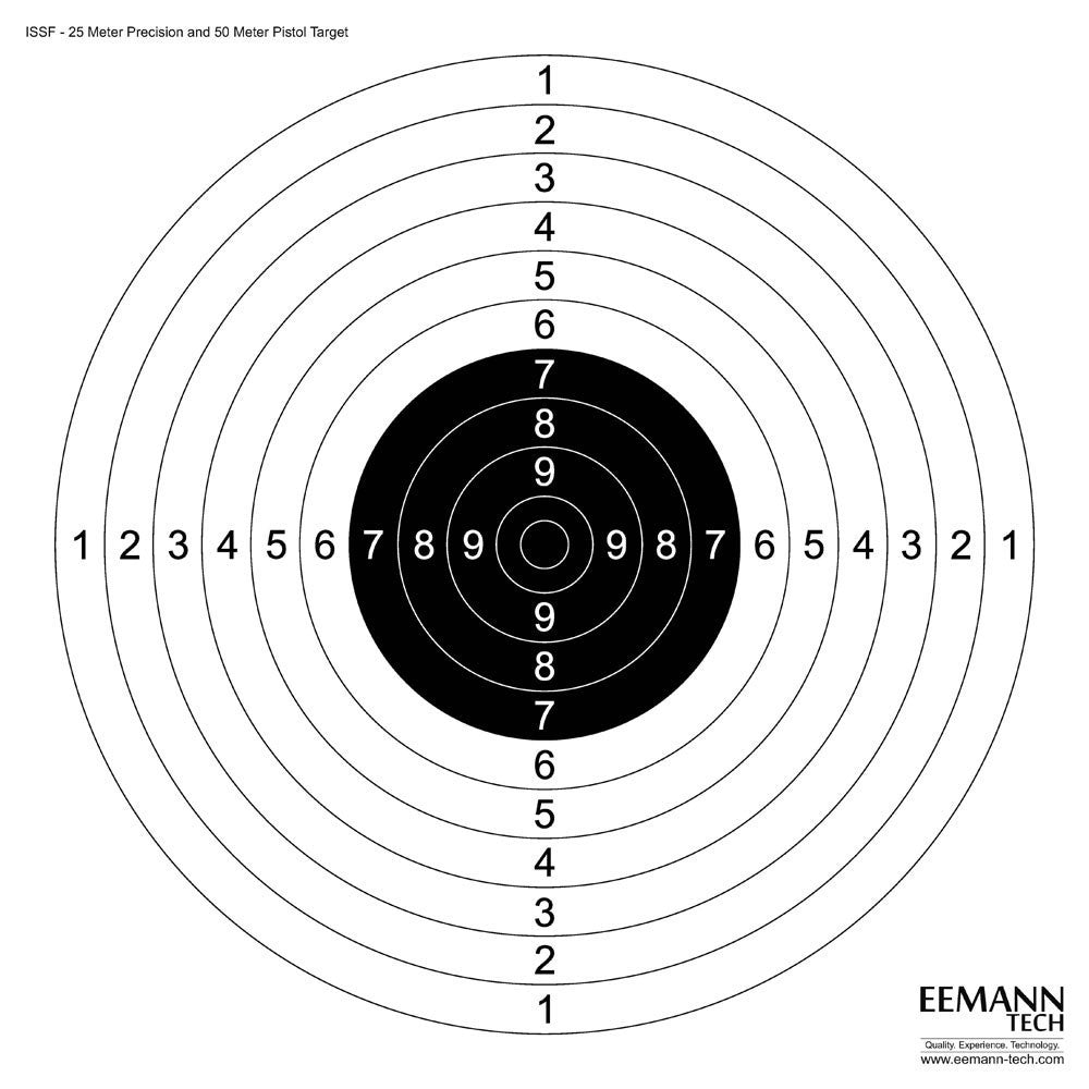 Eemann Tech - ISSF 25M Precision & 50M Pistol Target - 100pcs.