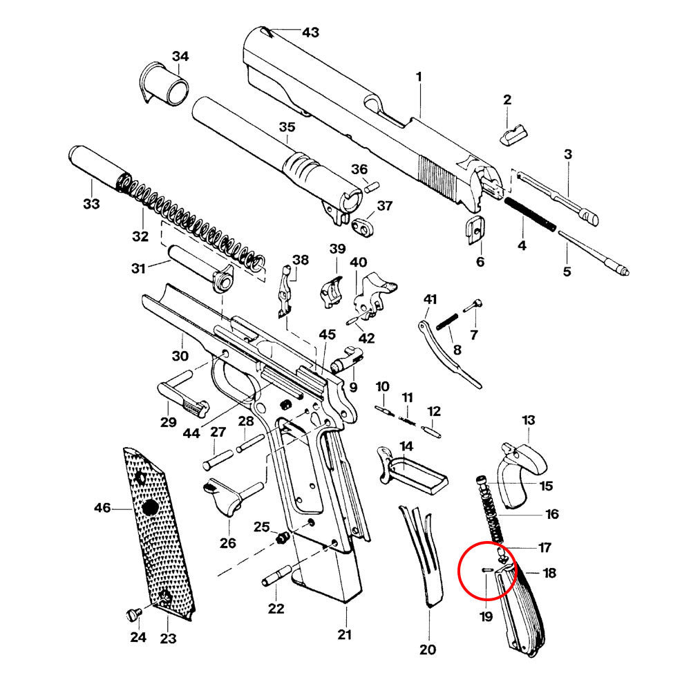 Eemann Tech - Mainspring Cap Pin for 1911/2011, Silver